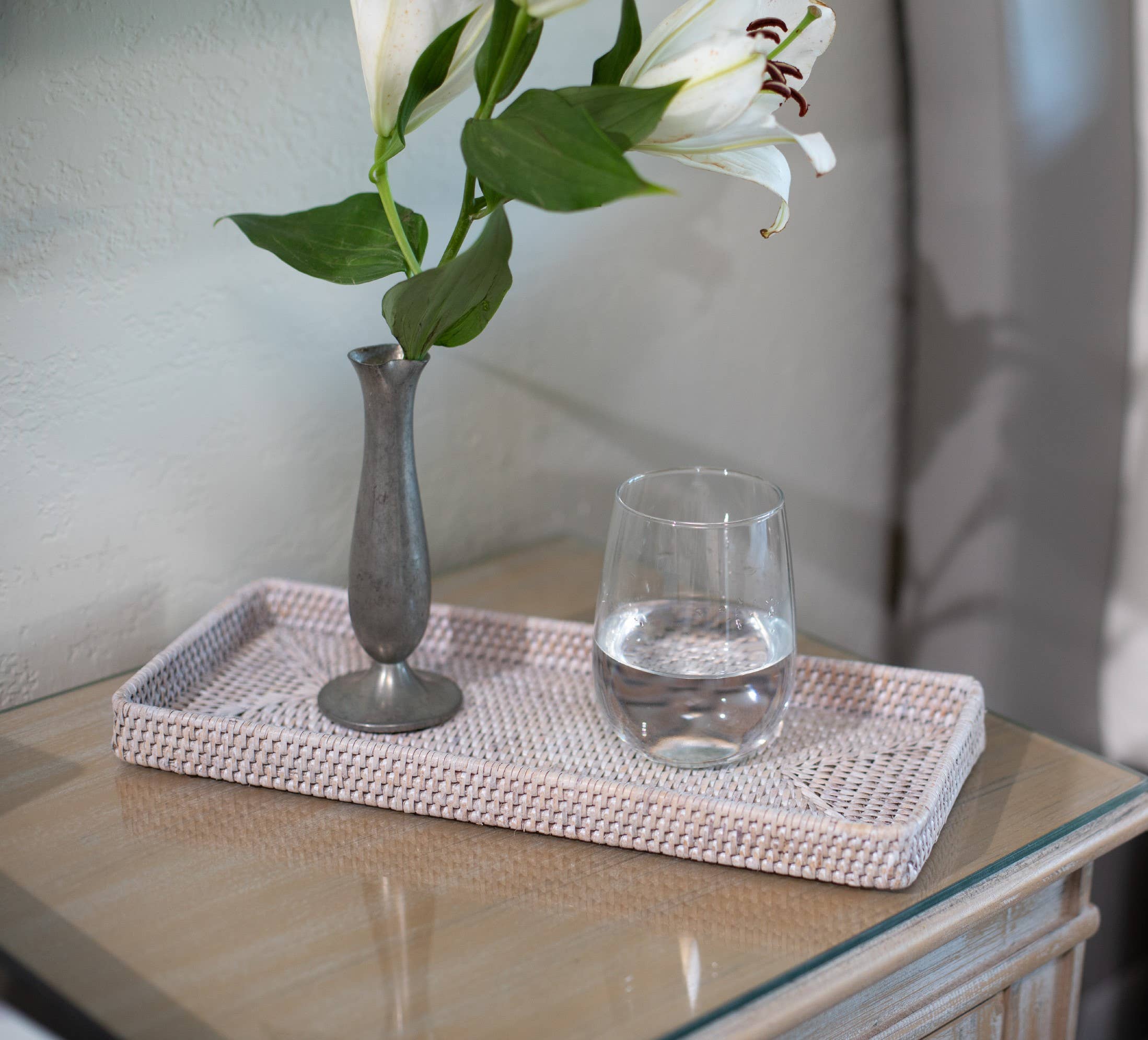 Artifacts Trading Company - Artifacts Rattan Rectangular Vanity Tray: Tudor Black - MaisonBeach