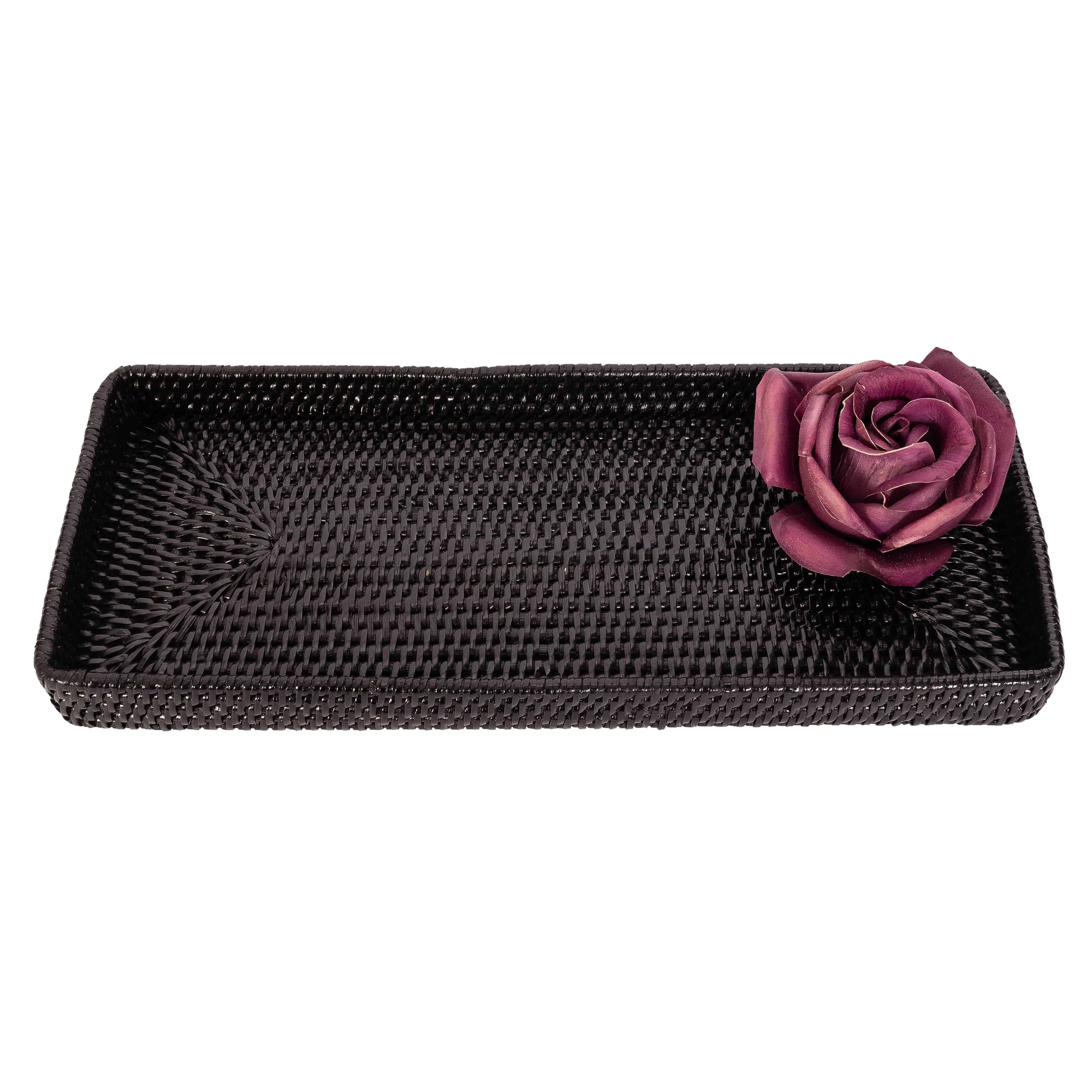 Artifacts Trading Company - Artifacts Rattan Rectangular Vanity Tray: Tudor Black - MaisonBeach