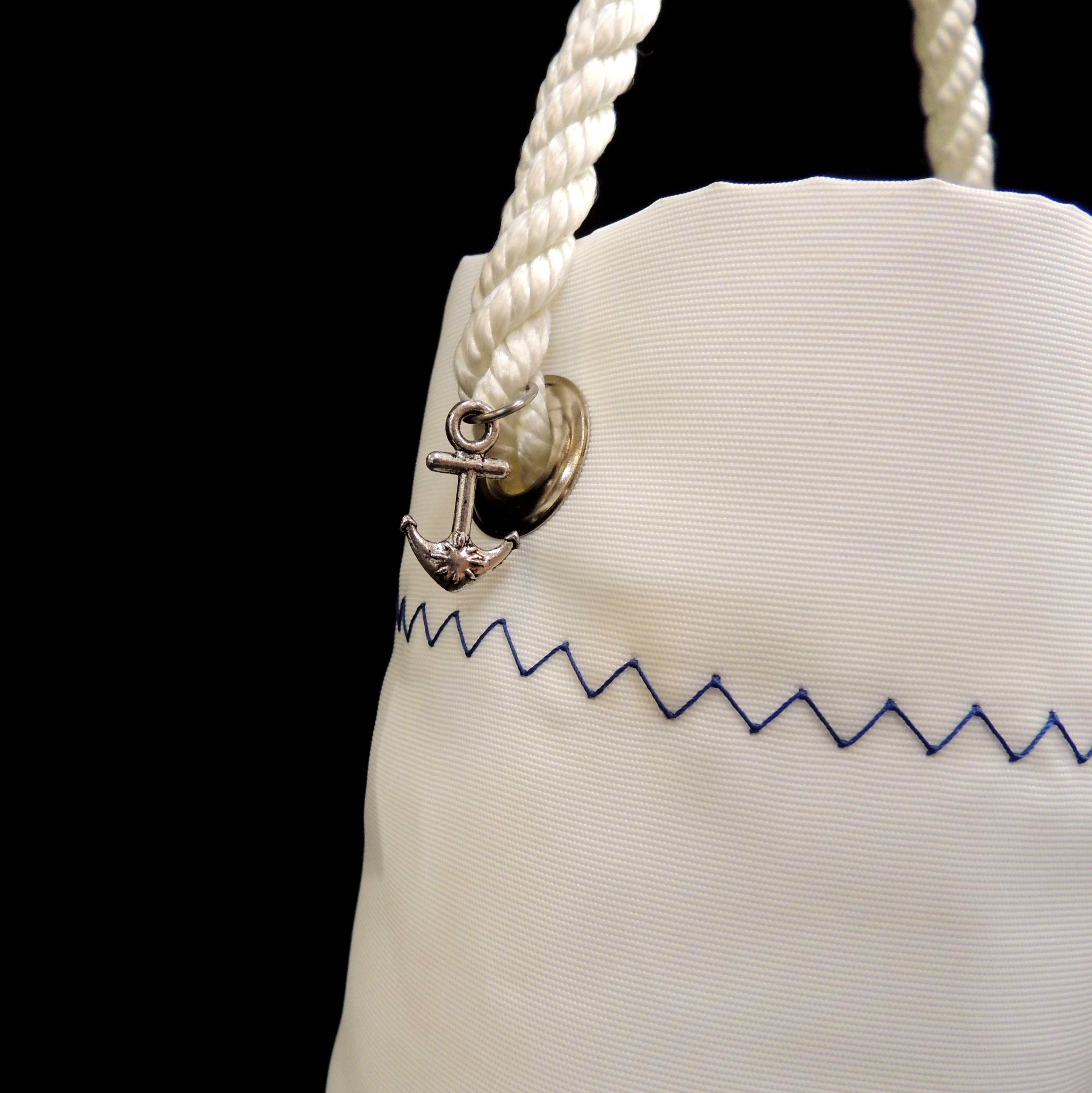 Mainland Canvas - Sailcloth Wine Tote with Blue Starfish Design - MaisonBeach