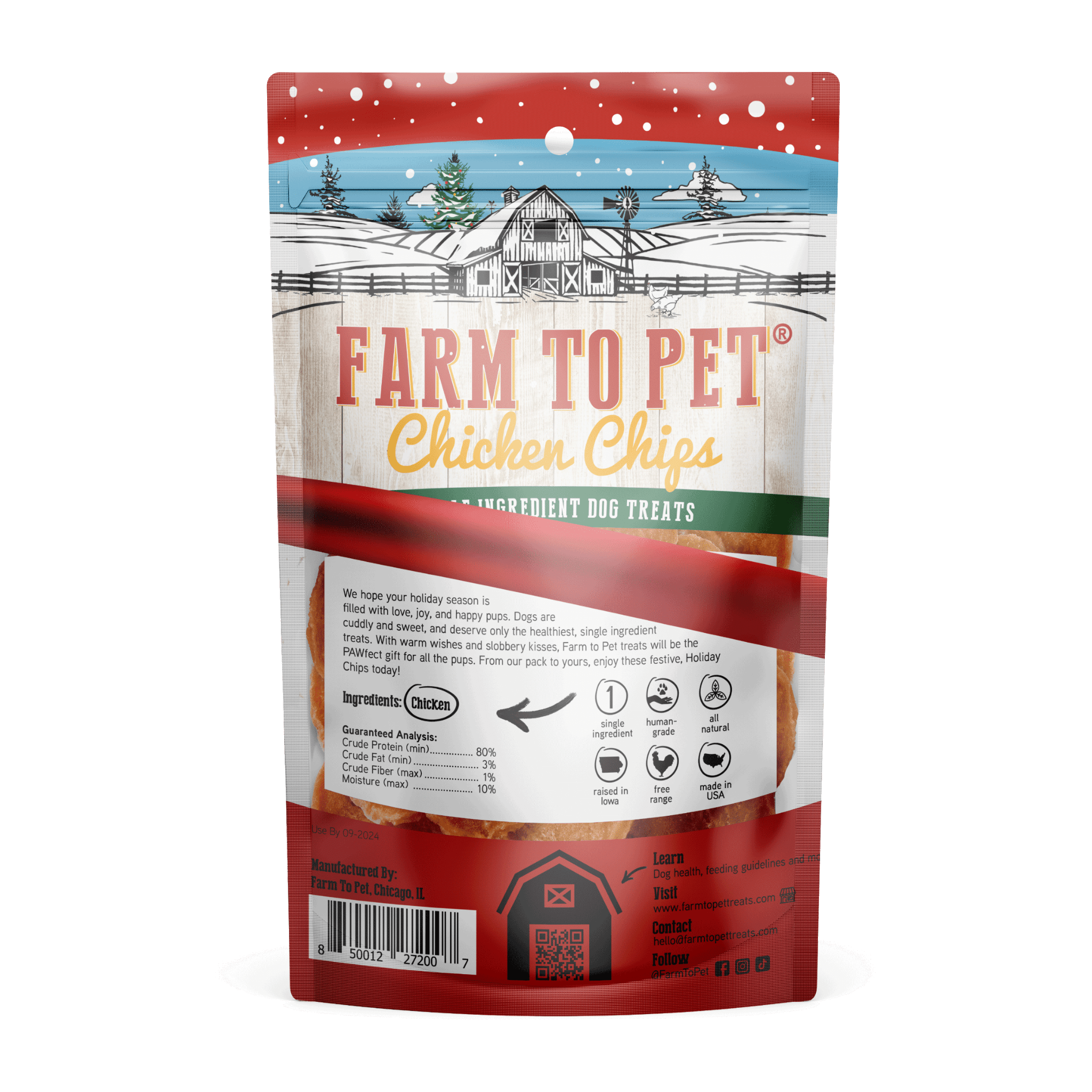 Farm to Pet - Holiday Chicken Chips Medium: Green - MaisonBeach