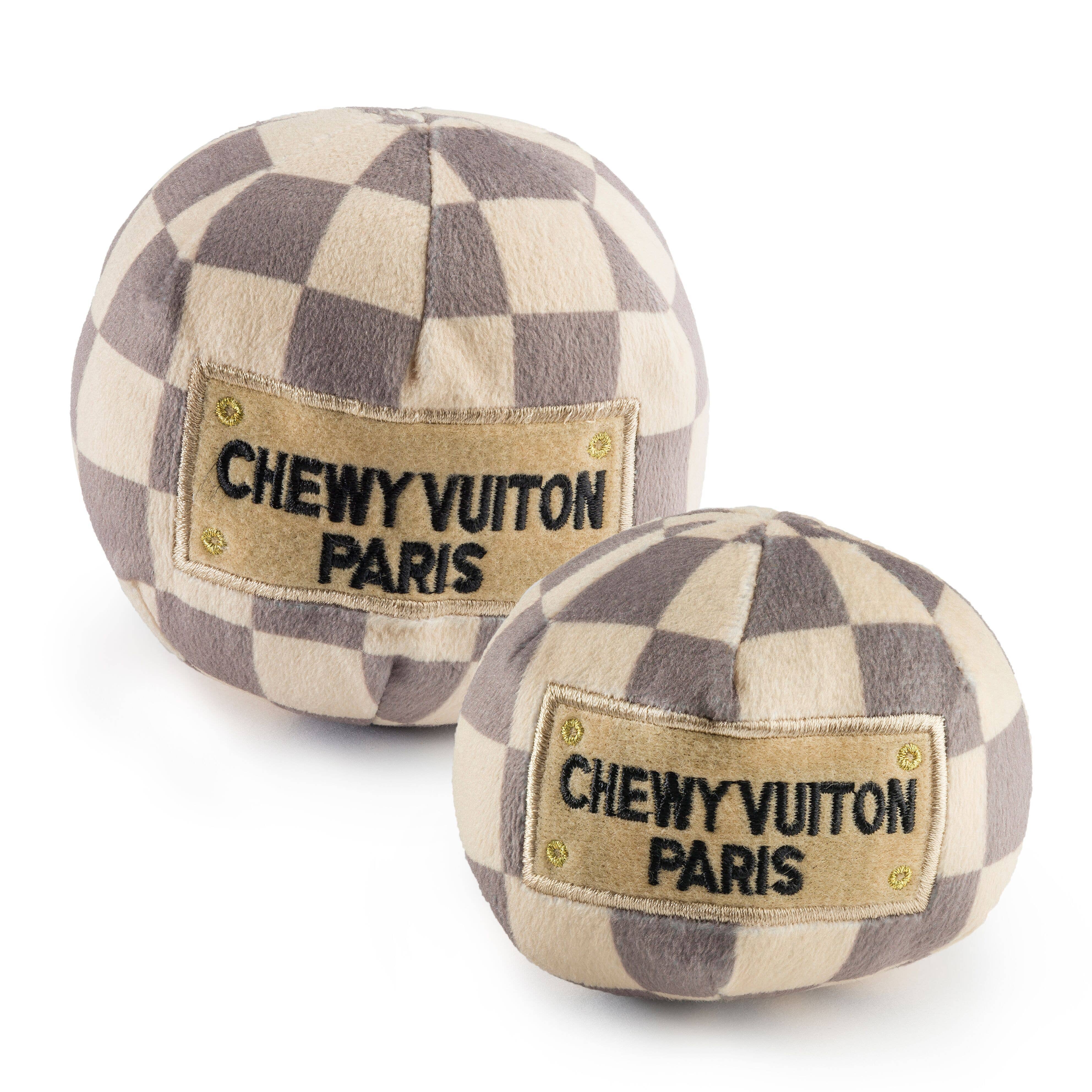 Haute Diggity Dog - Checker Chewy Vuiton Ball Squeaker Dog Toy: Large - MaisonBeach