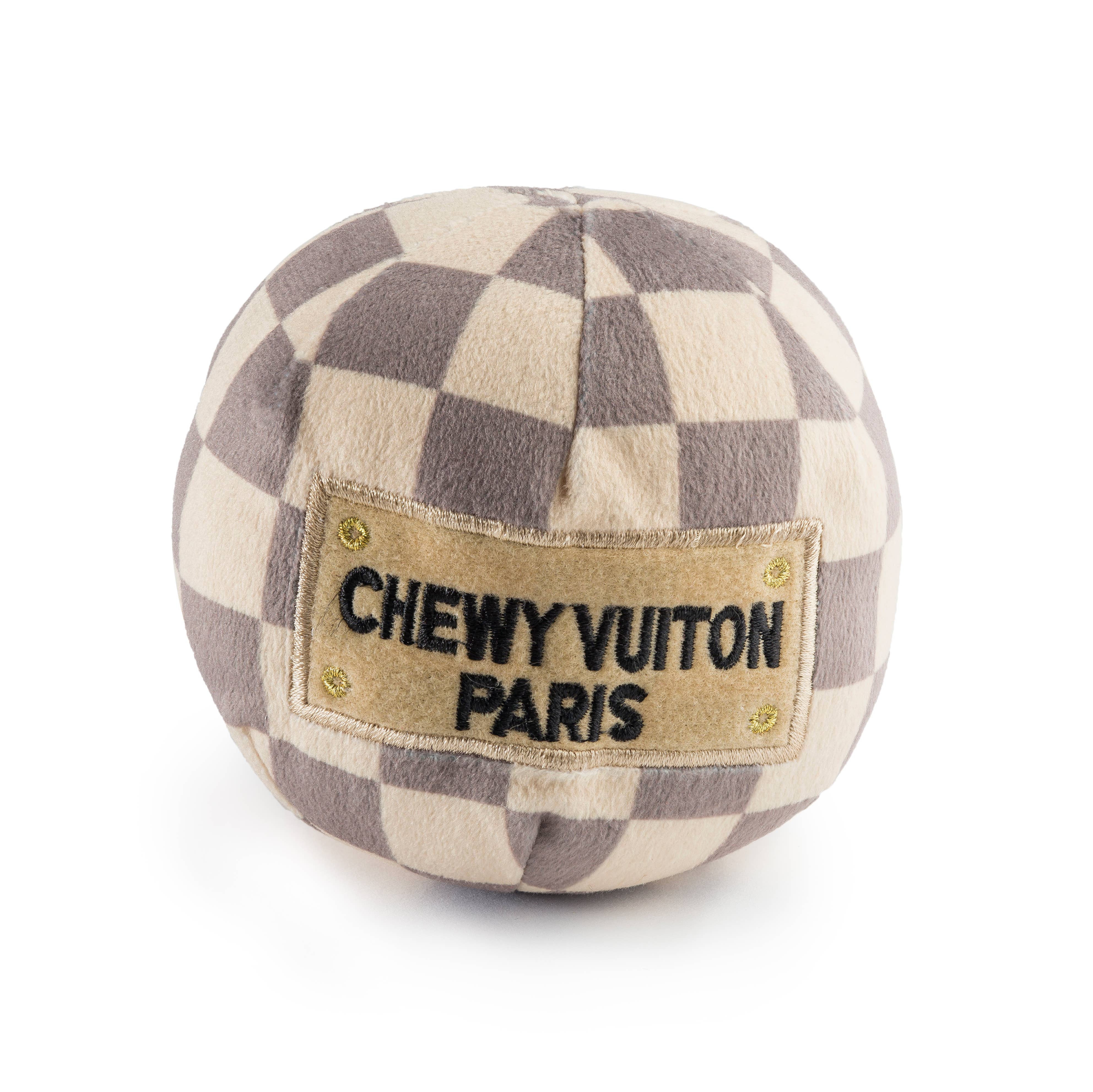 Haute Diggity Dog - Checker Chewy Vuiton Ball Squeaker Dog Toy: Large - MaisonBeach