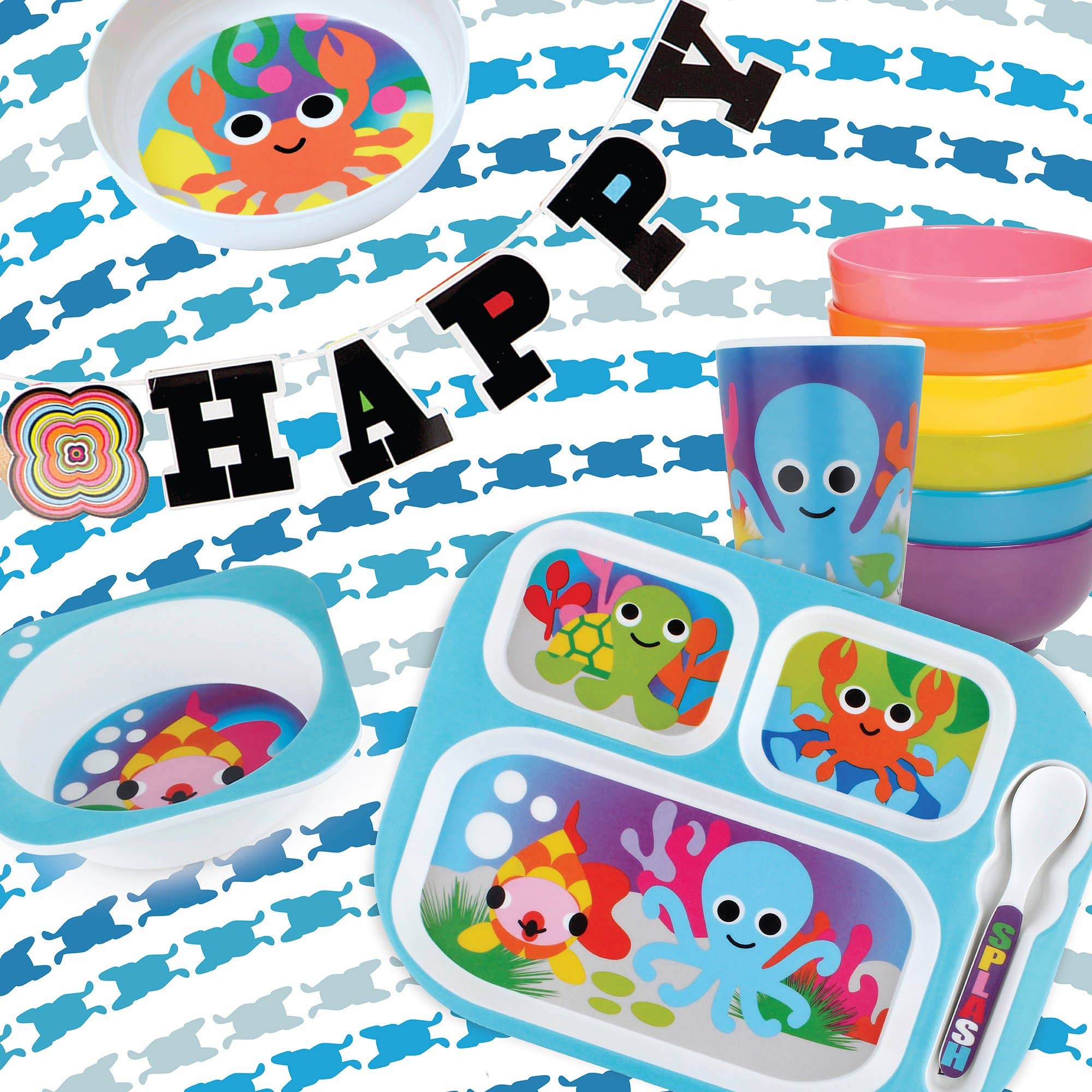 Ocean Friends 4-Piece Kids Mealtime Set – BPA-Free Melamine - MaisonBeach