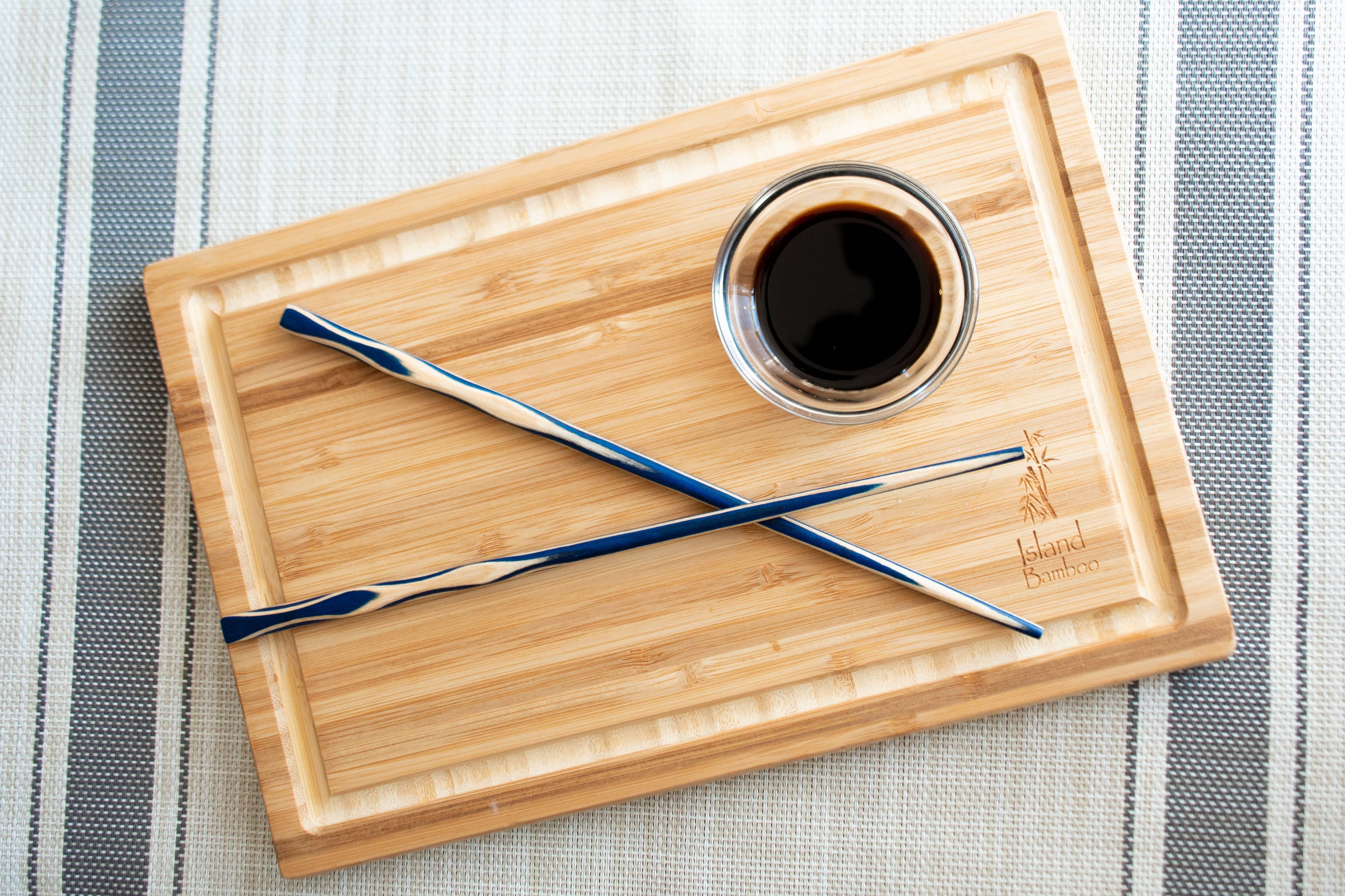 Island Bamboo - 12" Blue Pakka Chopsticks - 2 Pair