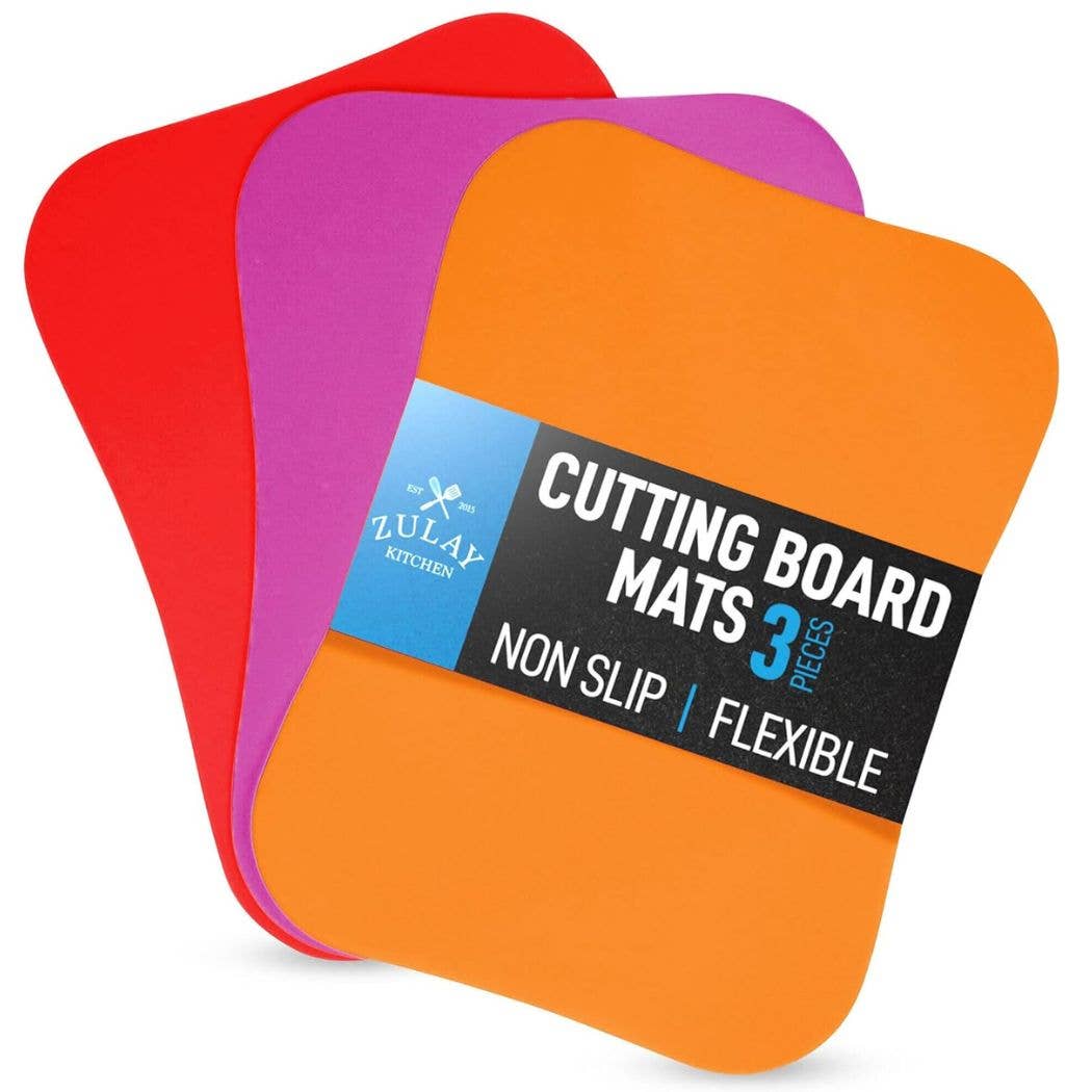 Zulay Kitchen - Extra Thick Flexible Cutting Board Mats Curved Edge 3 Boards - MaisonBeach