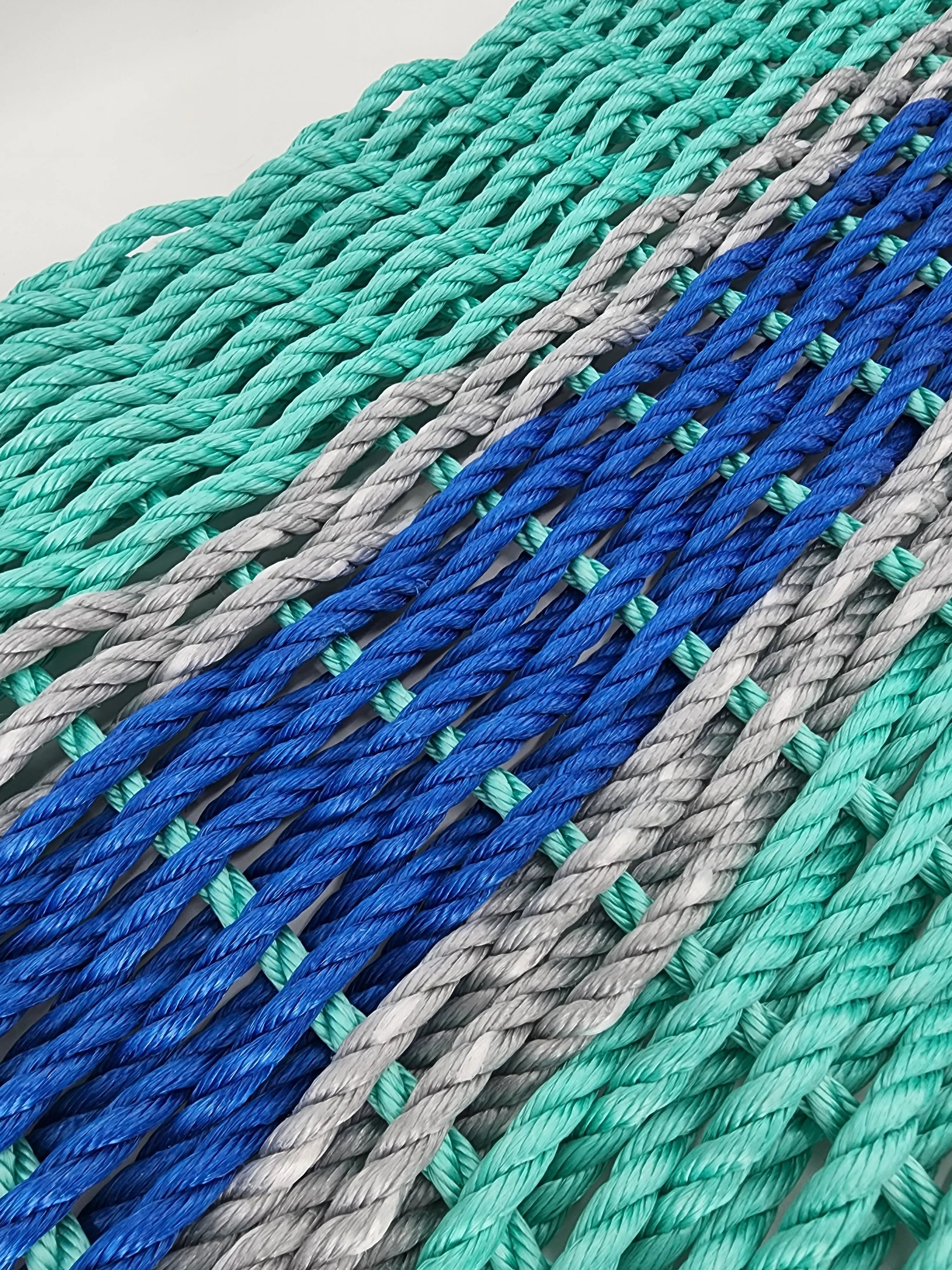 Lobster Rope Door Mat, Teal and Blue, Light Gray accents - MaisonBeach