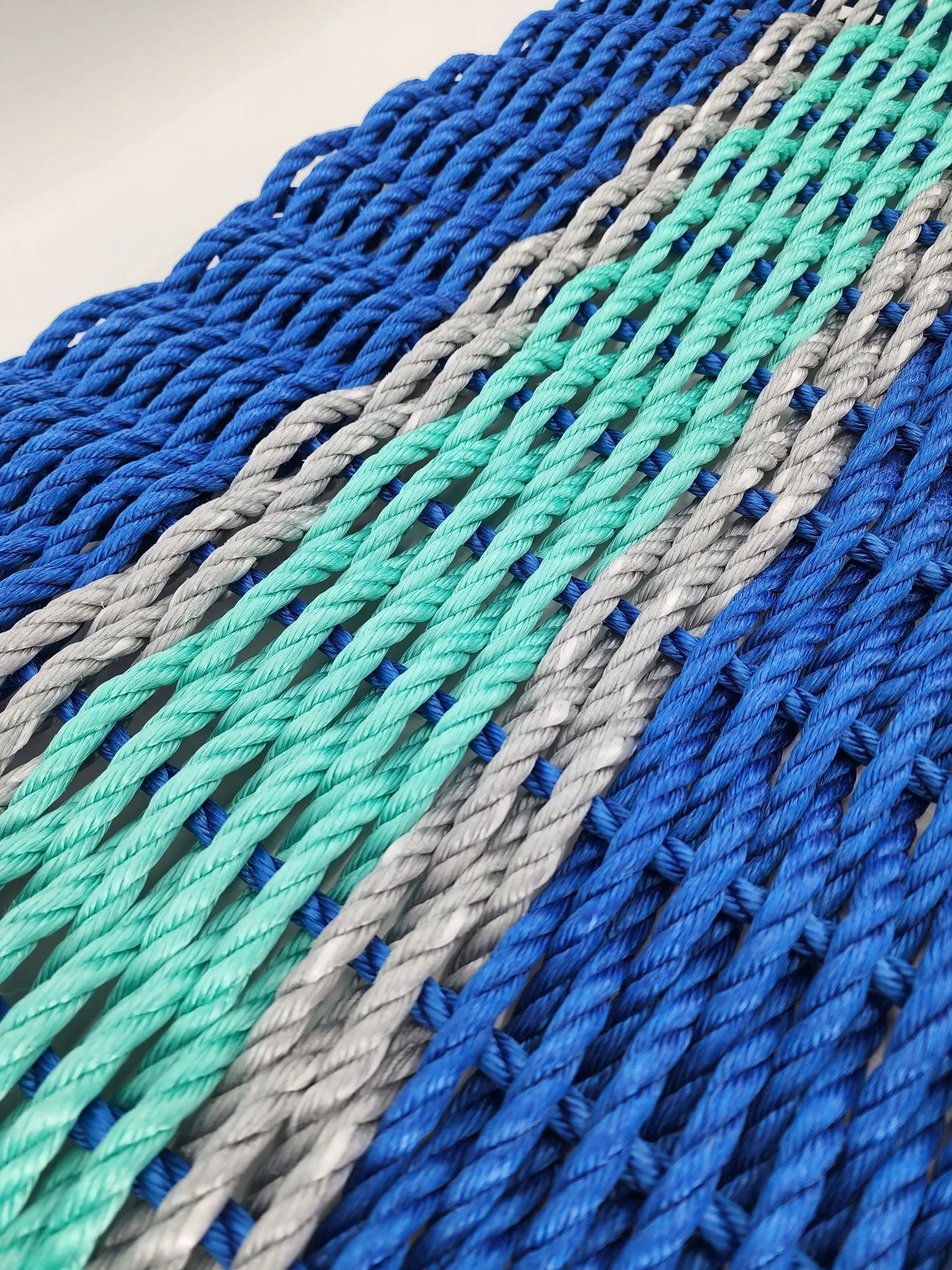 Lobster Rope Door Mat, Blue and Teal, Light Gray accents - MaisonBeach
