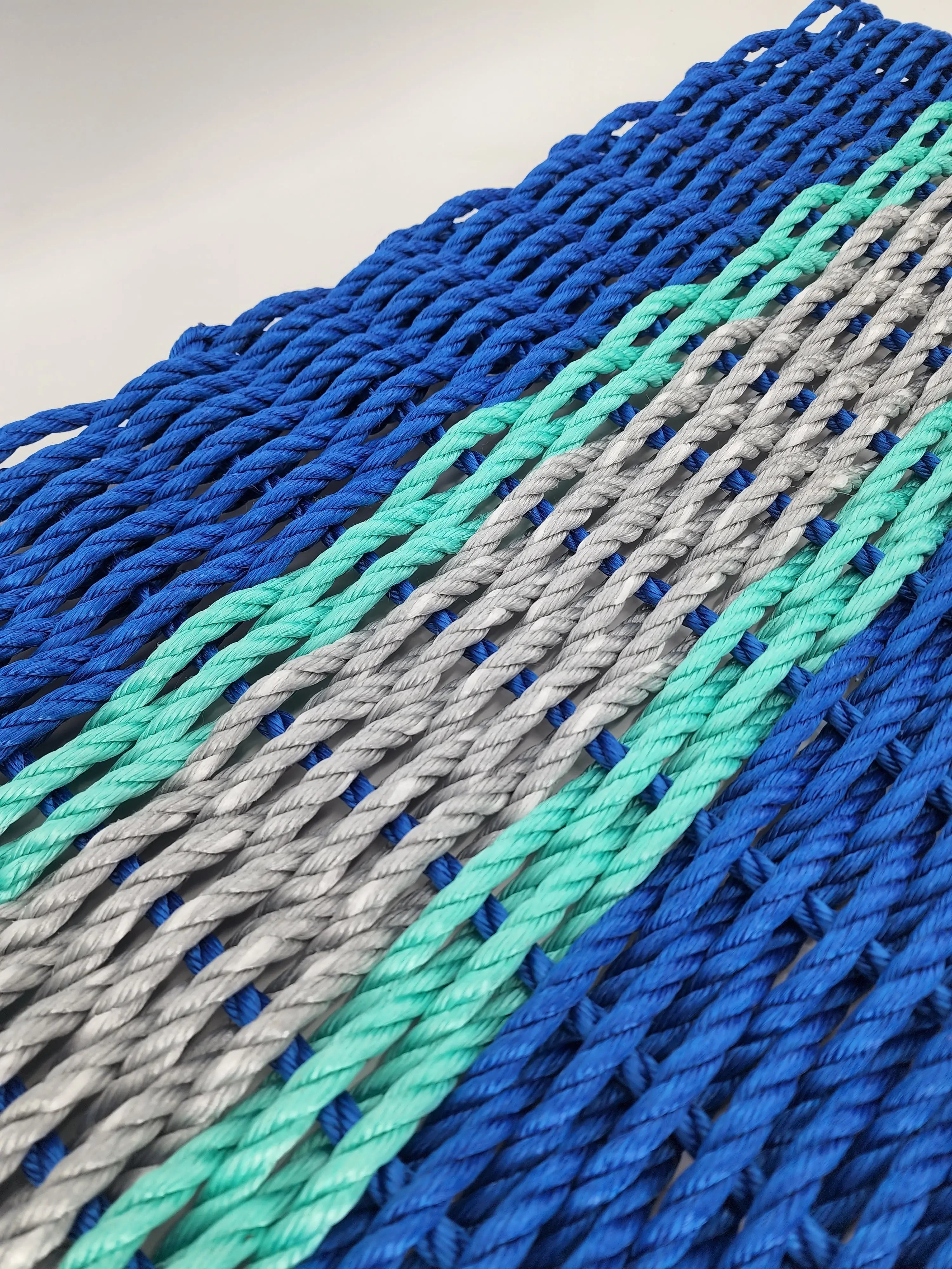 Lobster Rope Door Mat, Blue and Light Gray, Teal accents - MaisonBeach