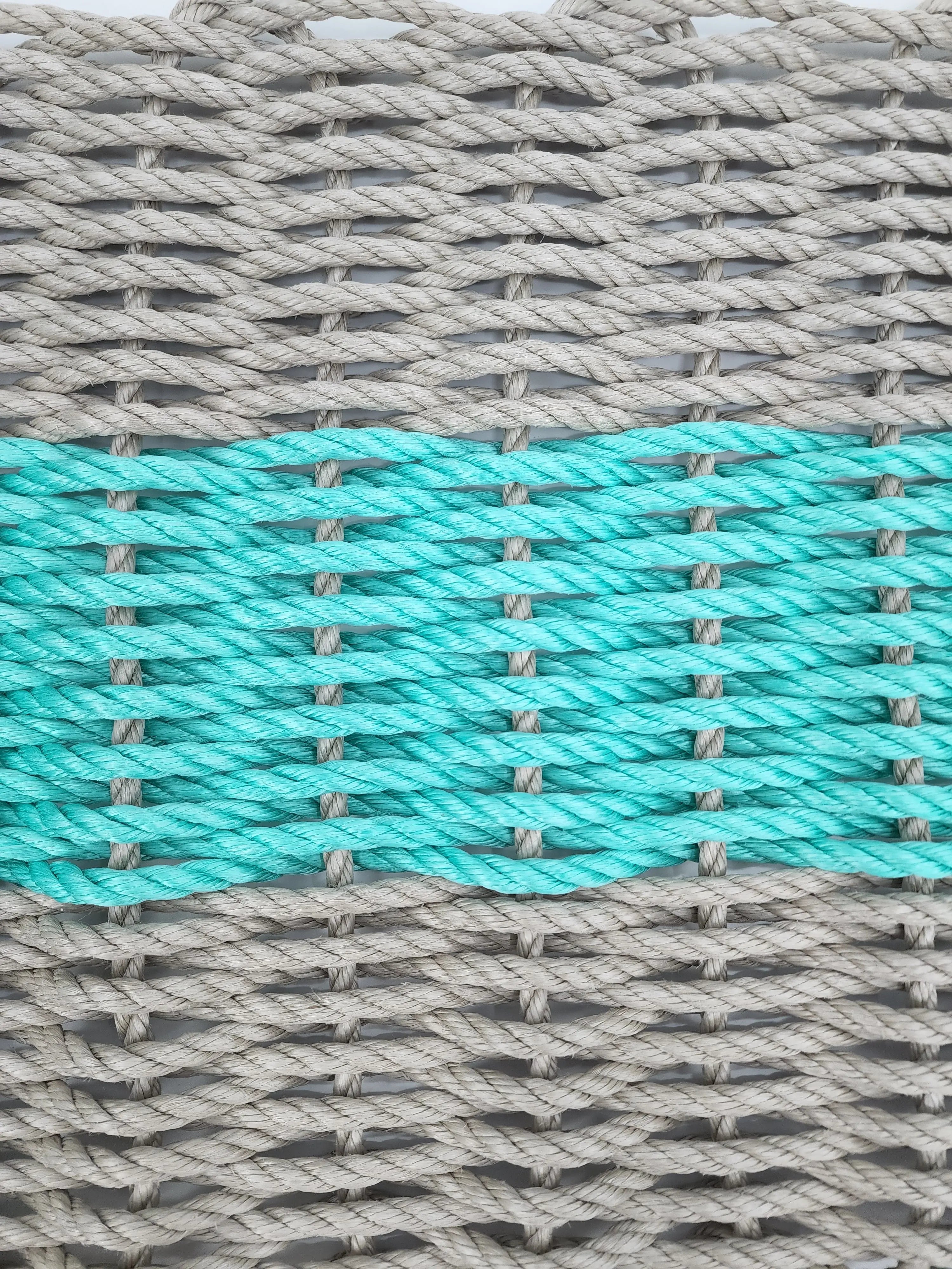 Lobster Rope Mat Tan and Teal, Natural Color - MaisonBeach