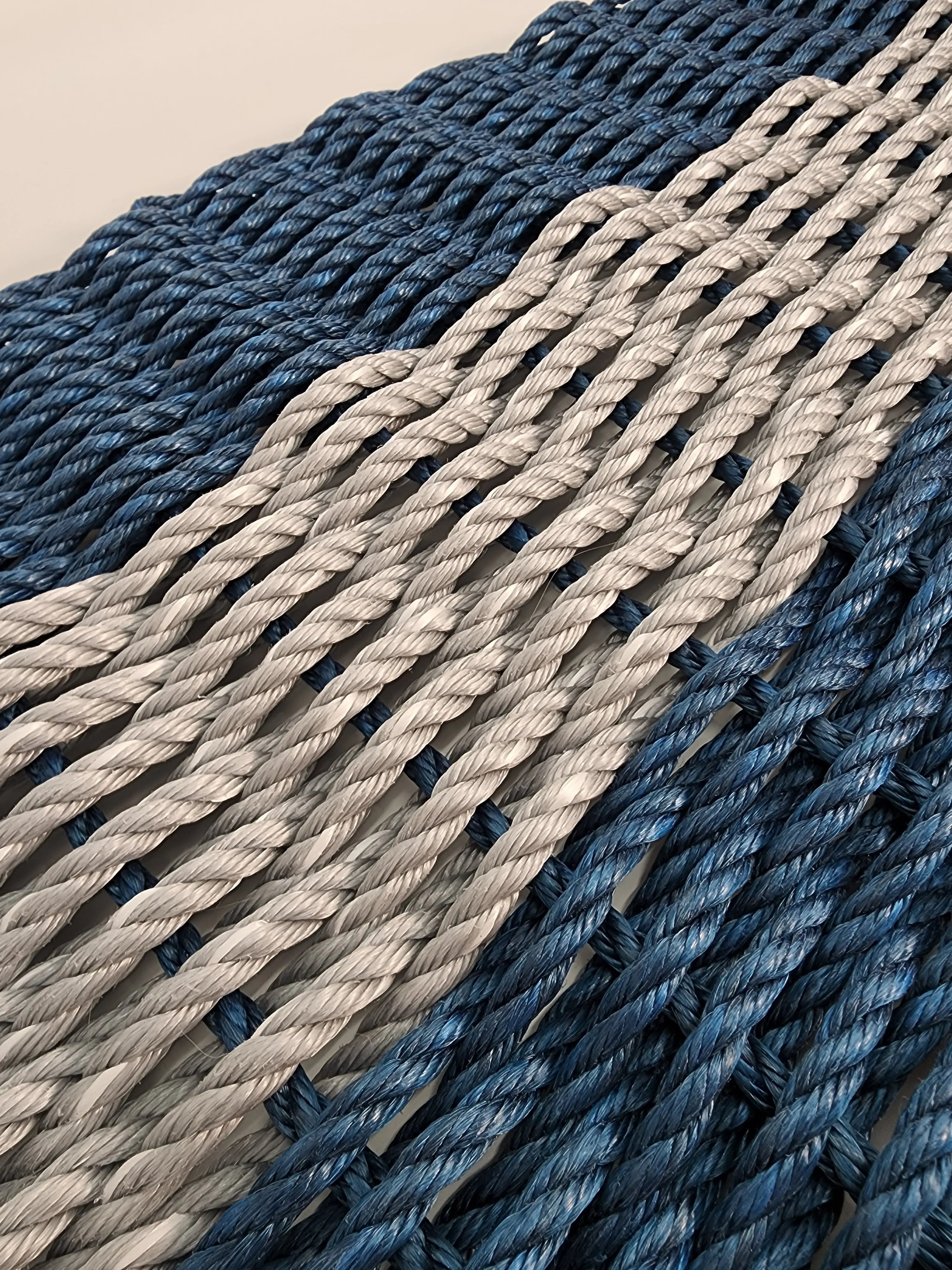 Lobster Rope Mat Navy Blue and Light Gray - MaisonBeach