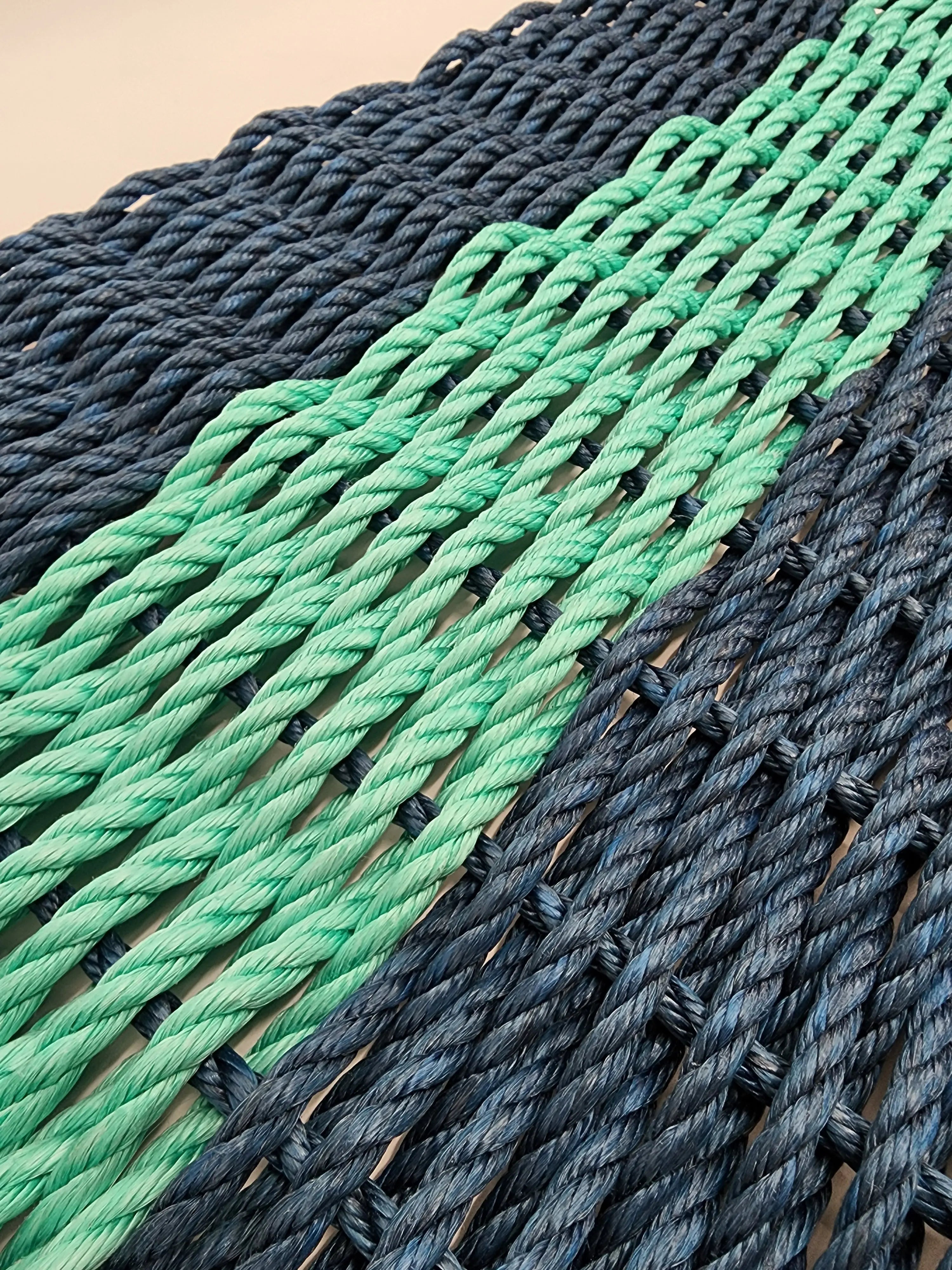 Lobster Rope Mat Navy Blue and Teal - MaisonBeach