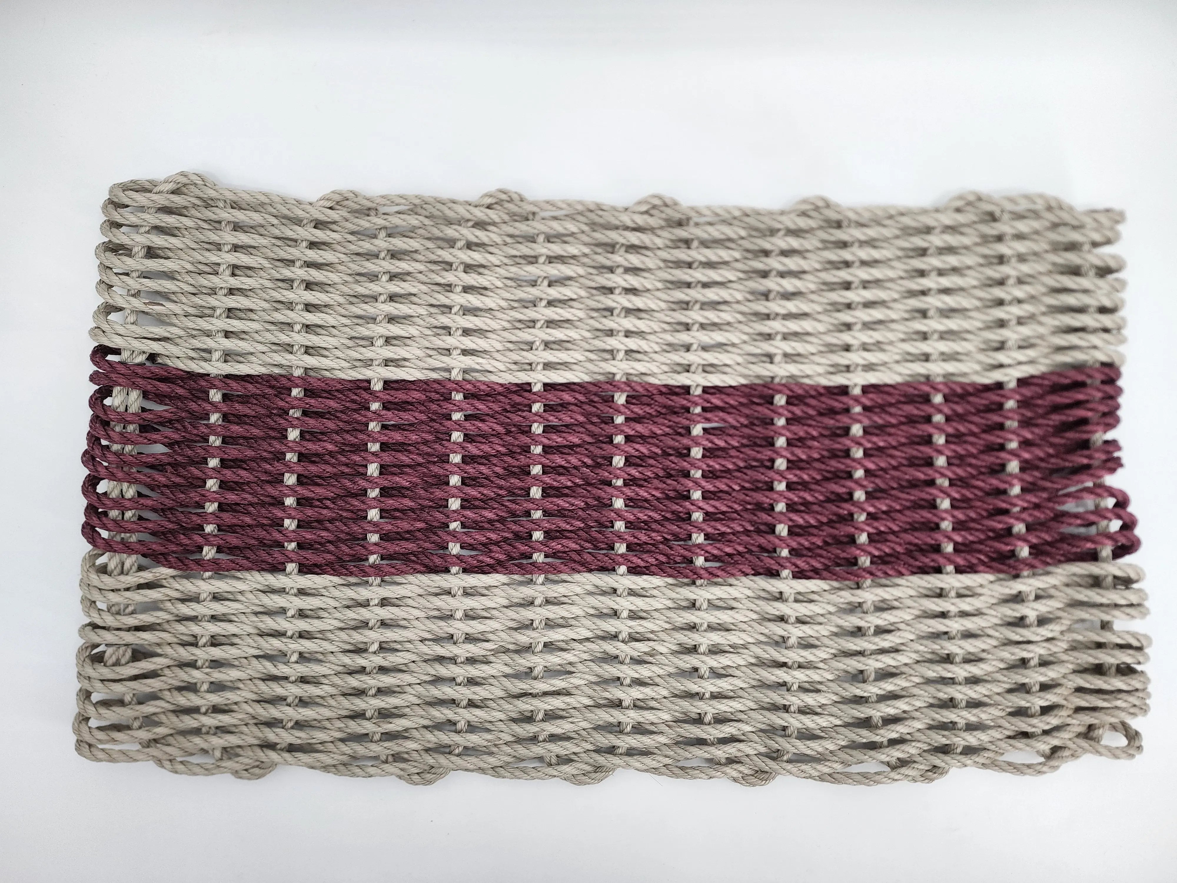 Lobster Rope Mat Tan and Burgundy, Natural Color - MaisonBeach