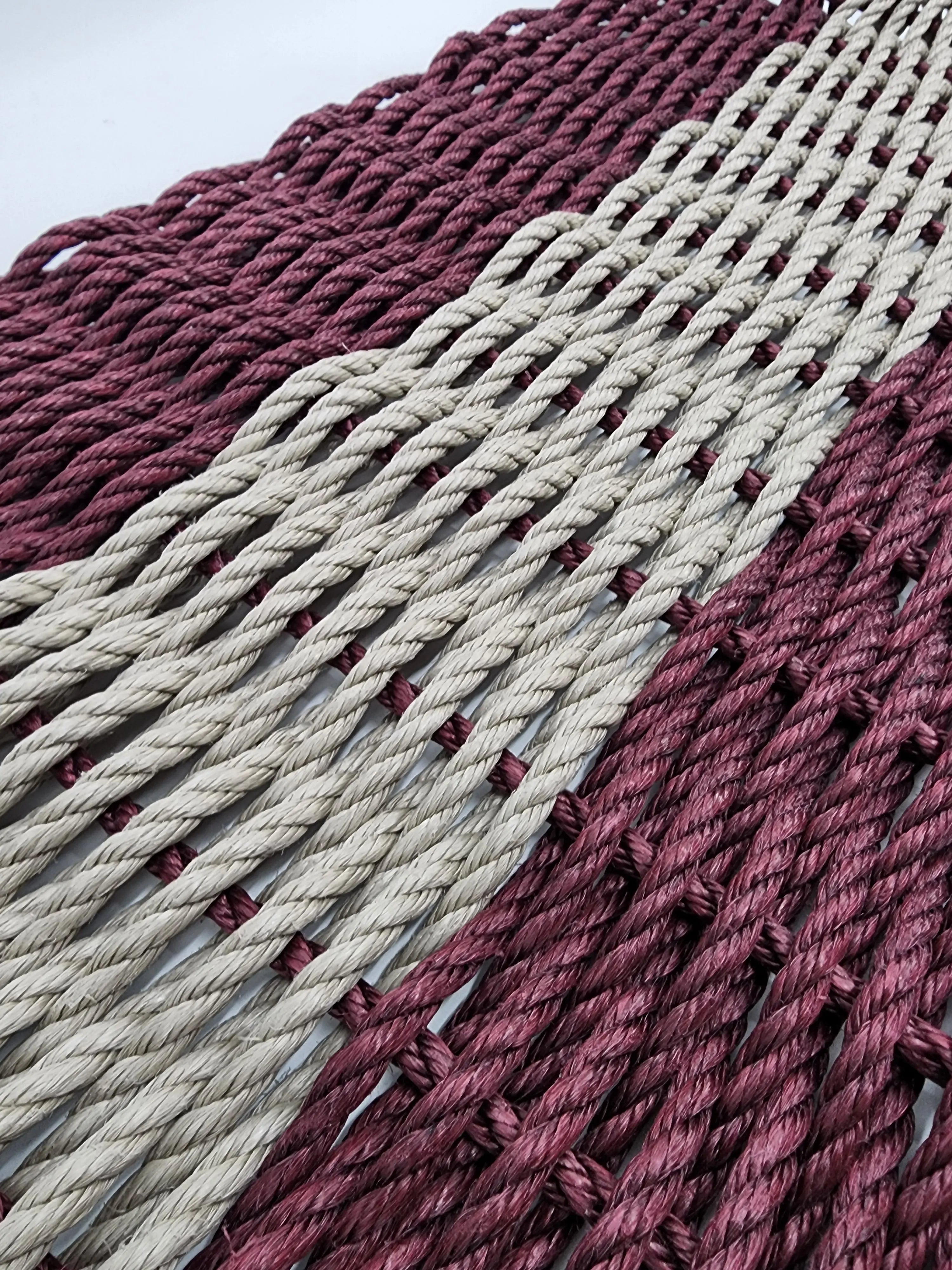 Lobster Rope Mat Burgundy and Tan - MaisonBeach