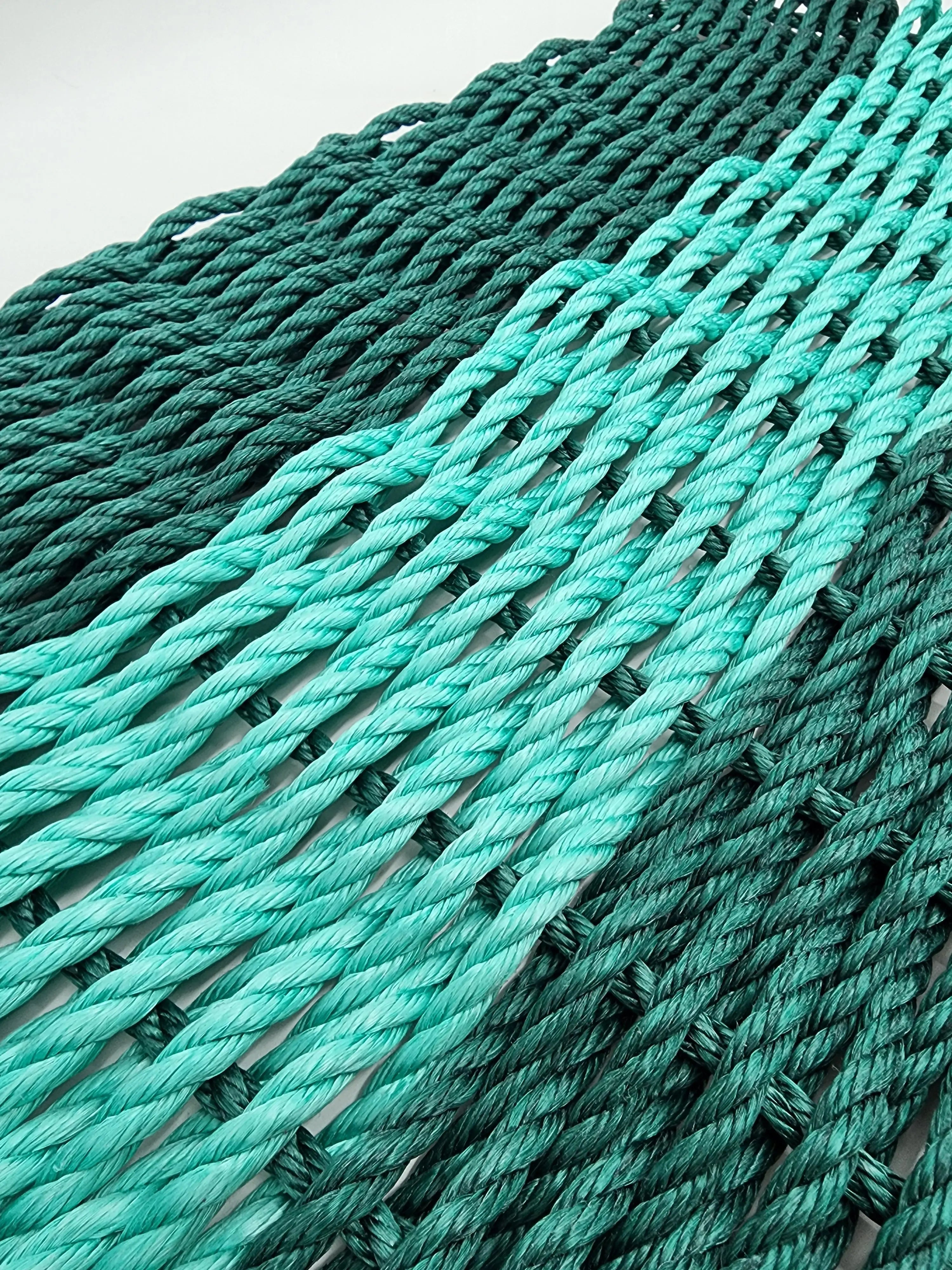 Lobster Rope Mat Hunter Green and Teal - MaisonBeach