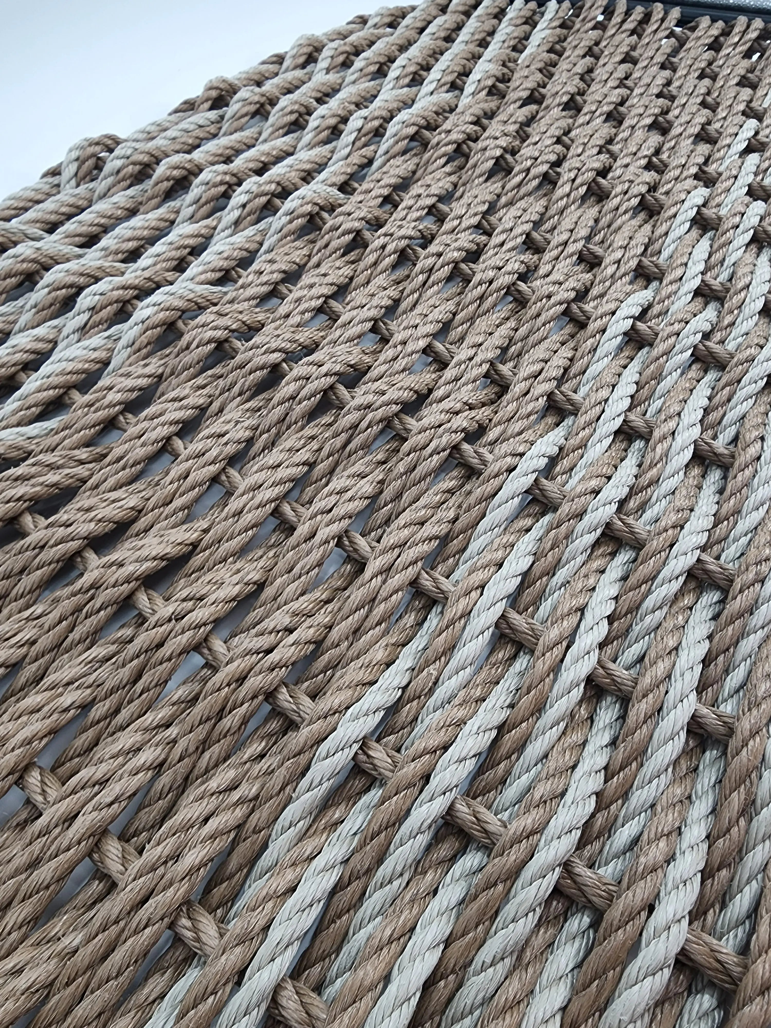 Large Brown and Tan Lobster Rope Mat made with Lobster Rope, Double Weave, Vibrant, Long Lasting Durable - MaisonBeach