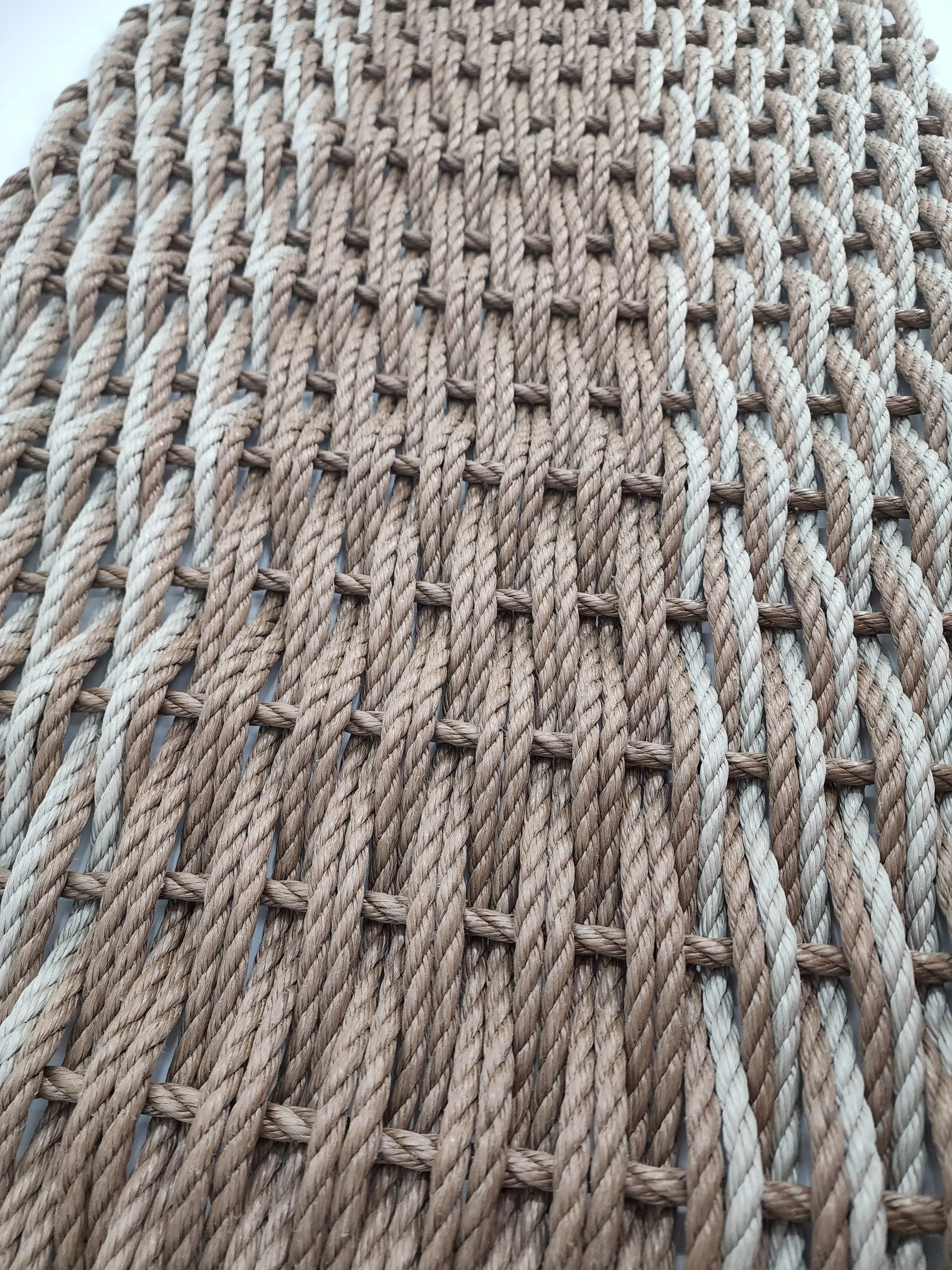 Large Brown and Tan Lobster Rope Mat made with Lobster Rope, Double Weave, Vibrant, Long Lasting Durable - MaisonBeach