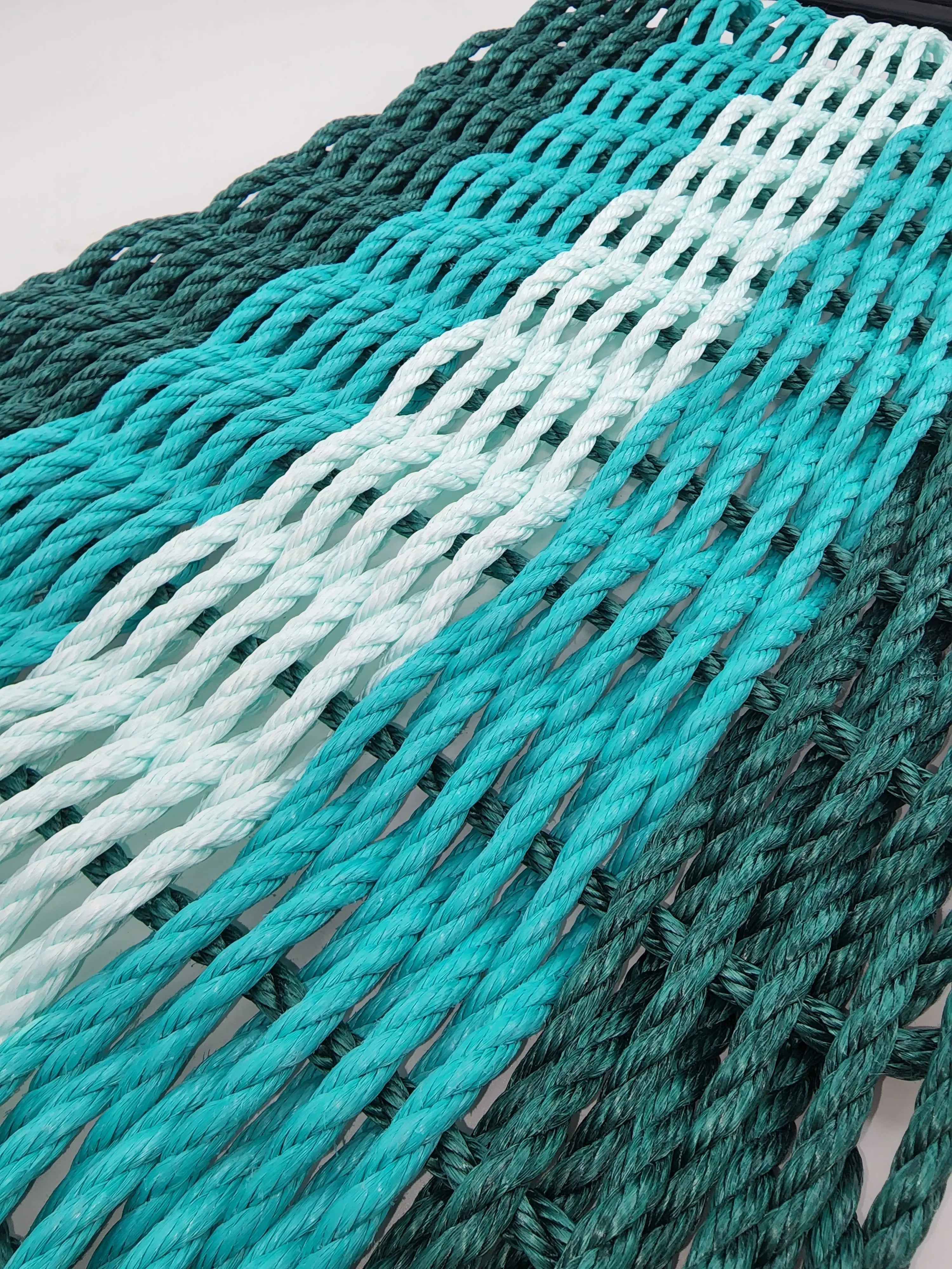 Lobster Rope Mat Hunter Green, Teal and SeaFoam - MaisonBeach
