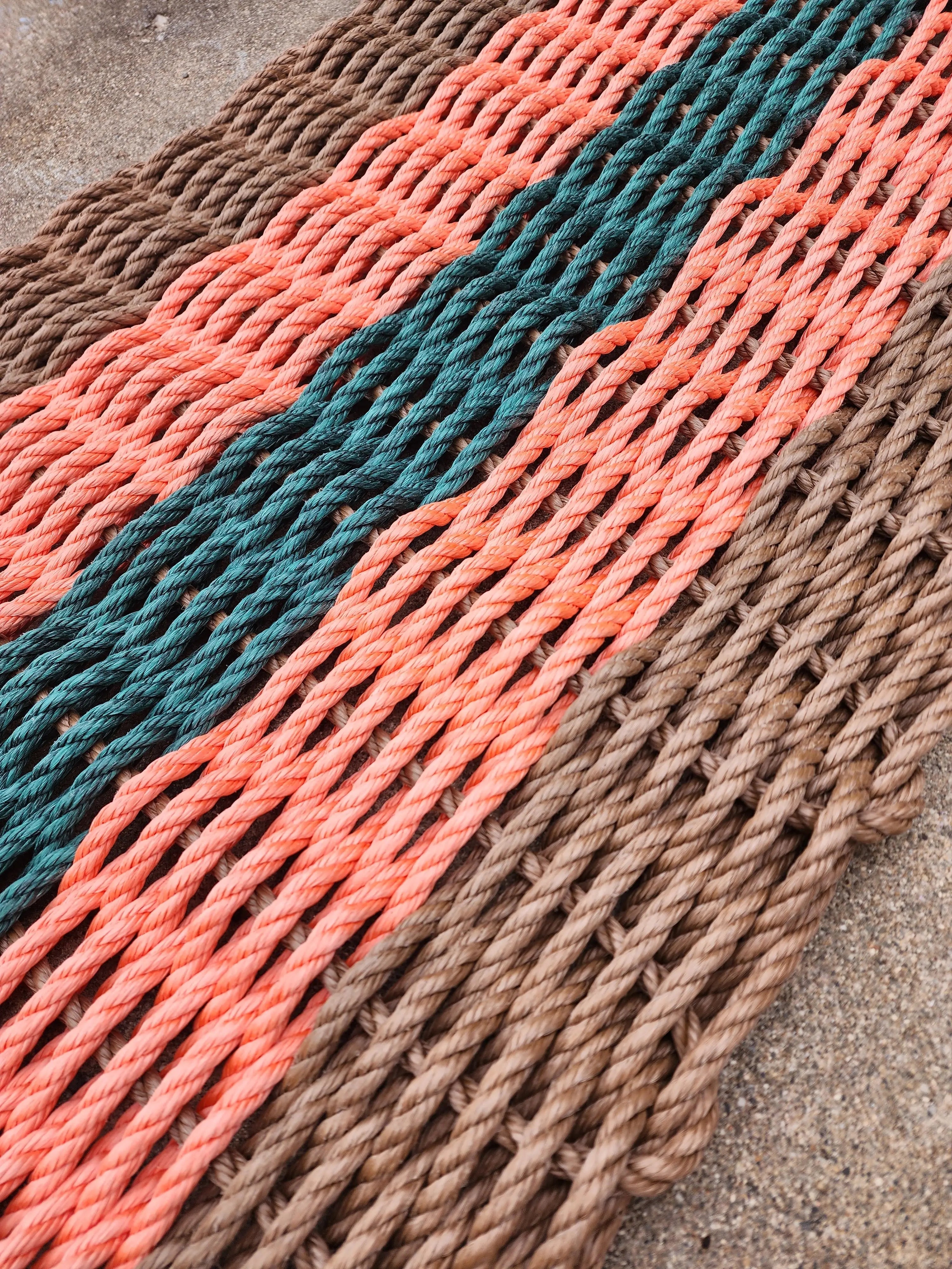 Brown, Orange, and Hunter Green Lobster Rope Door Mat - MaisonBeach