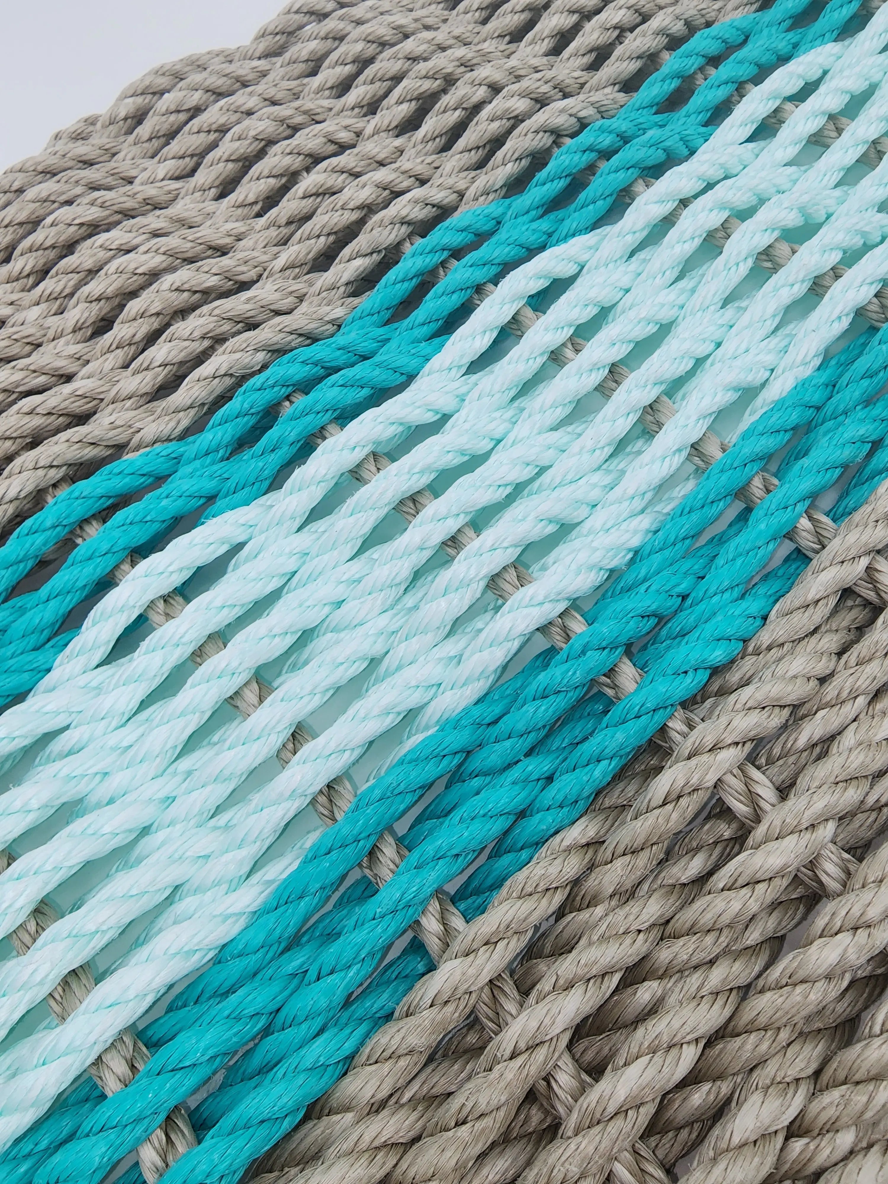 Lobster Rope Door Mat, Tan and Seafoam, accent color choice - MaisonBeach
