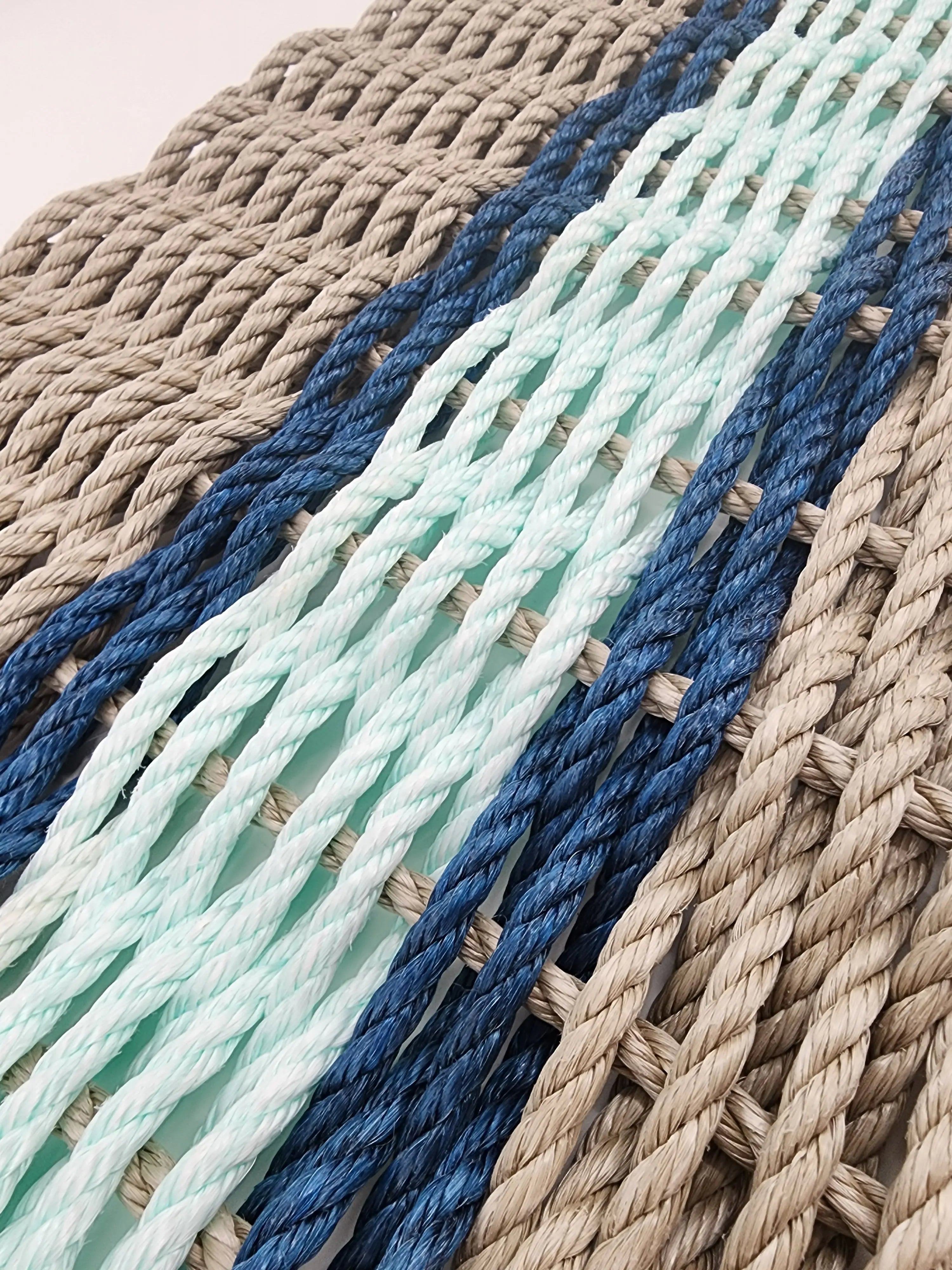 Lobster Rope Door Mat, Tan and Seafoam, accent color choice - MaisonBeach