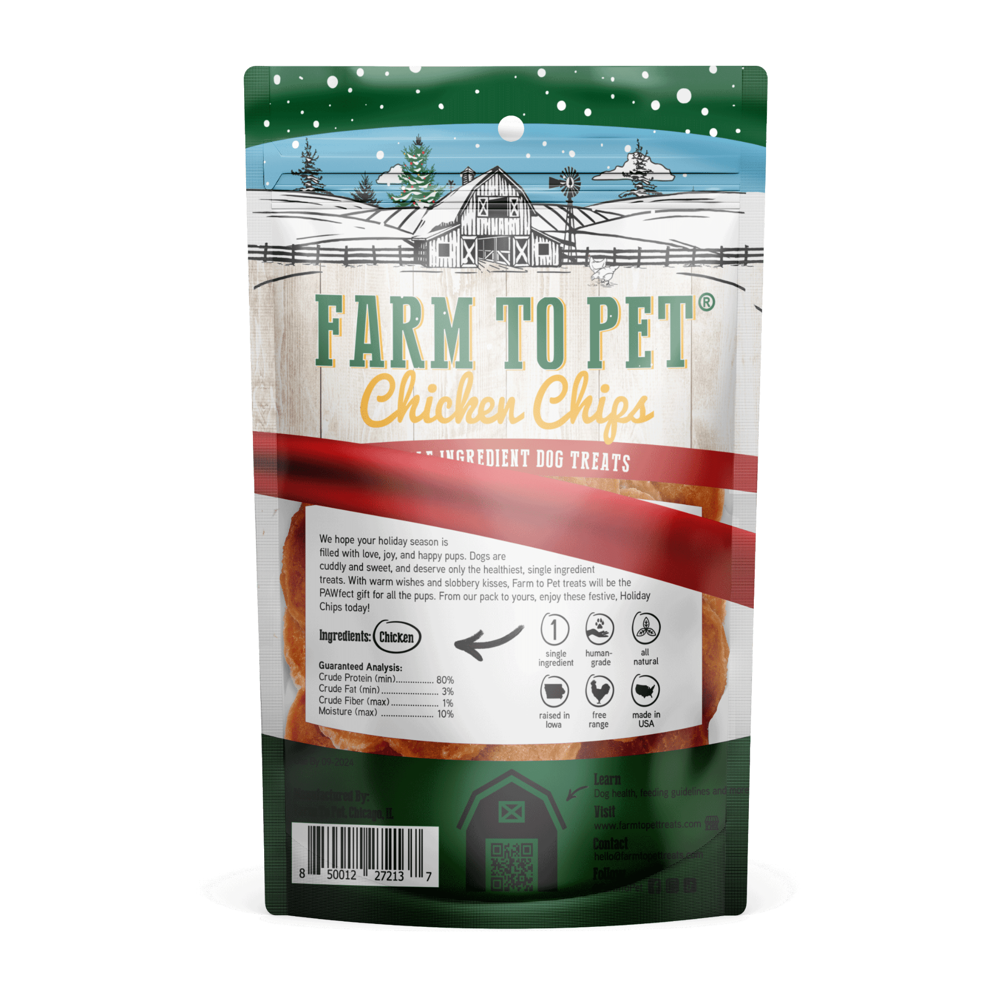 Farm to Pet - Holiday Chicken Chips Medium: Green - MaisonBeach