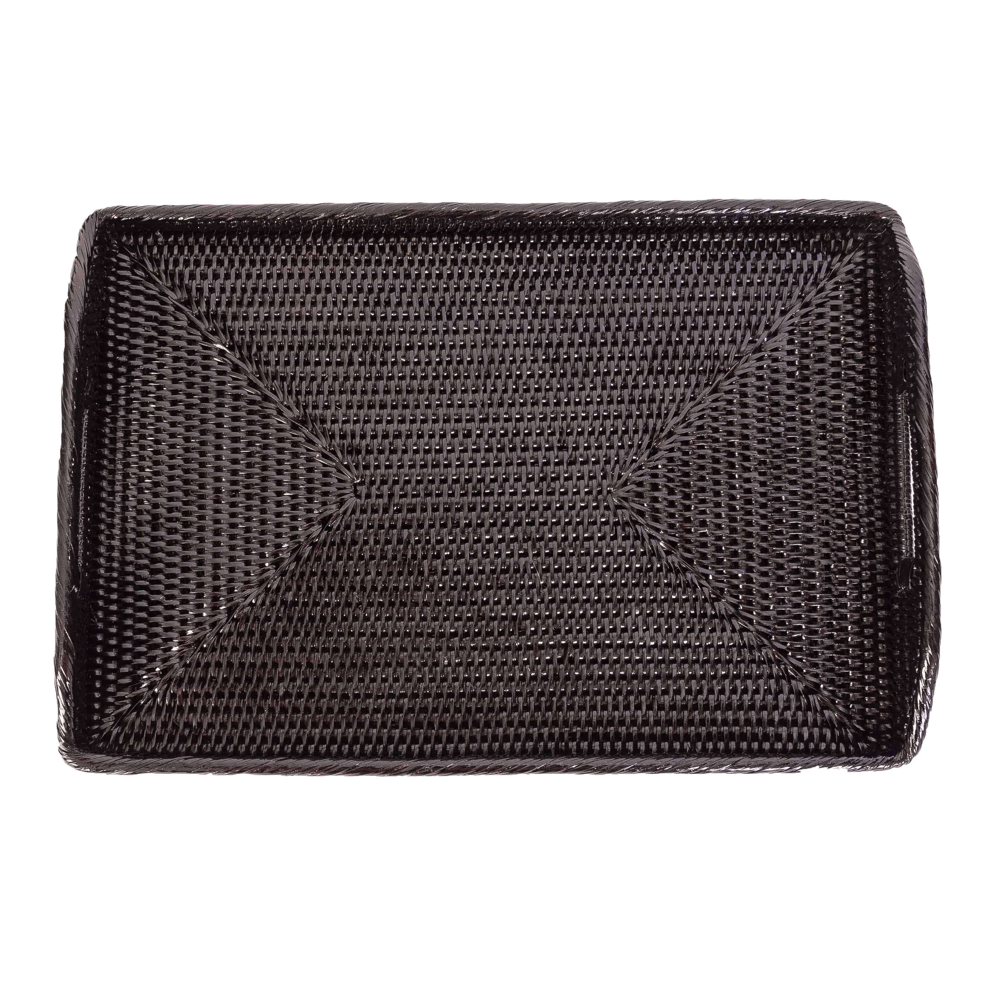 Artifacts Trading Company - Artifacts Rattan™ Rectangular Serving Tray With High Handles: White Wash / 14"x10" - MaisonBeach