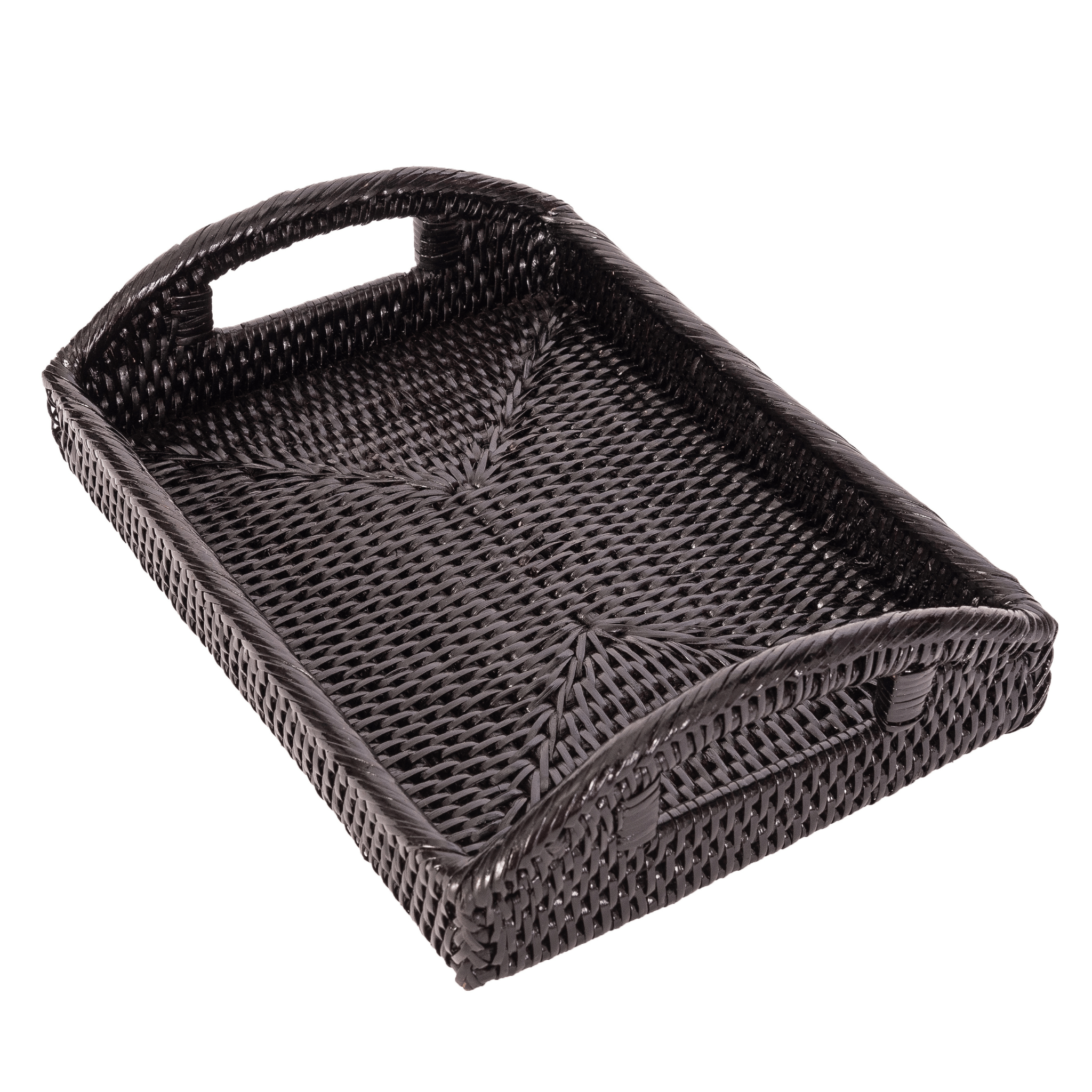 Artifacts Trading Company - Artifacts Rattan™ Rectangular Vanity Tray With High Handles: White Wash - MaisonBeach
