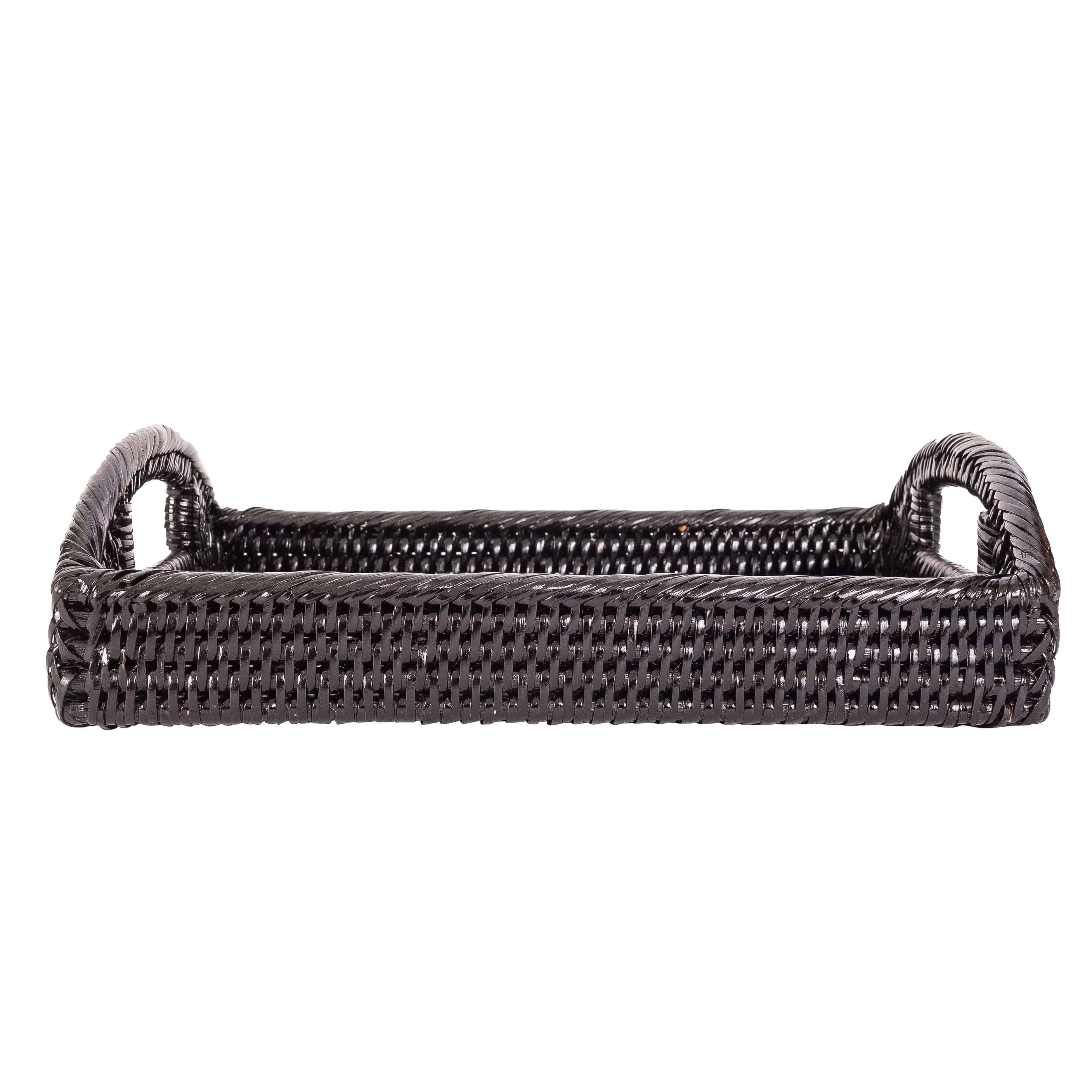 Artifacts Trading Company - Artifacts Rattan™ Rectangular Vanity Tray With High Handles: White Wash - MaisonBeach