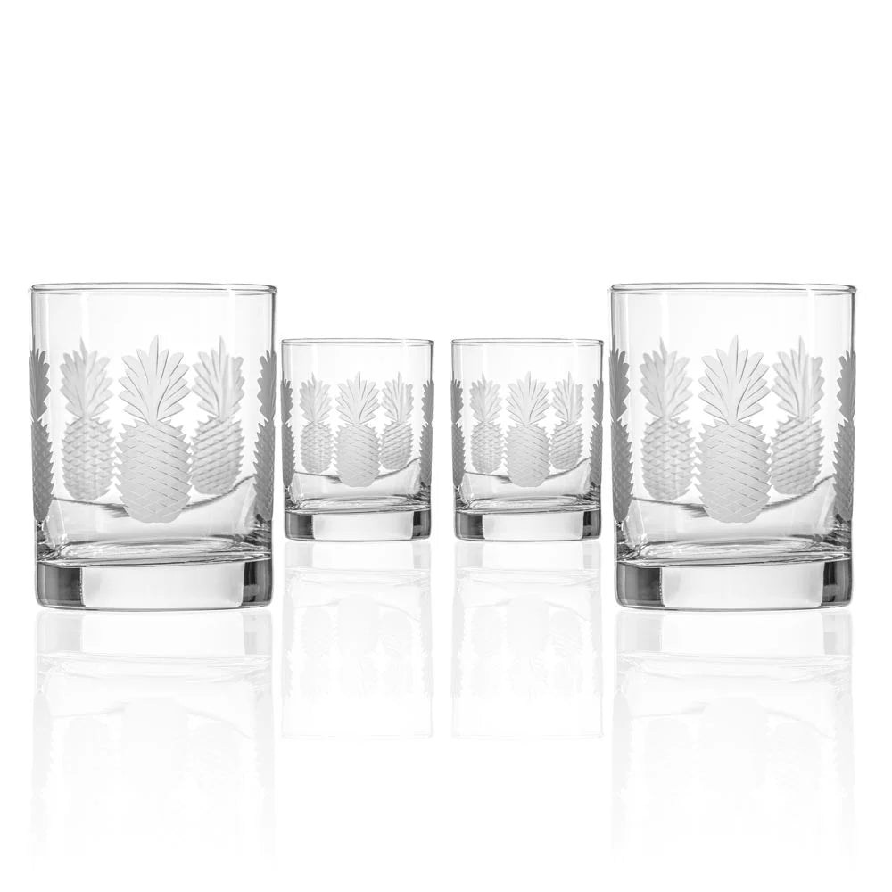 Pineapple 14oz. Double Old Fashion -Set of 4 - MaisonBeach