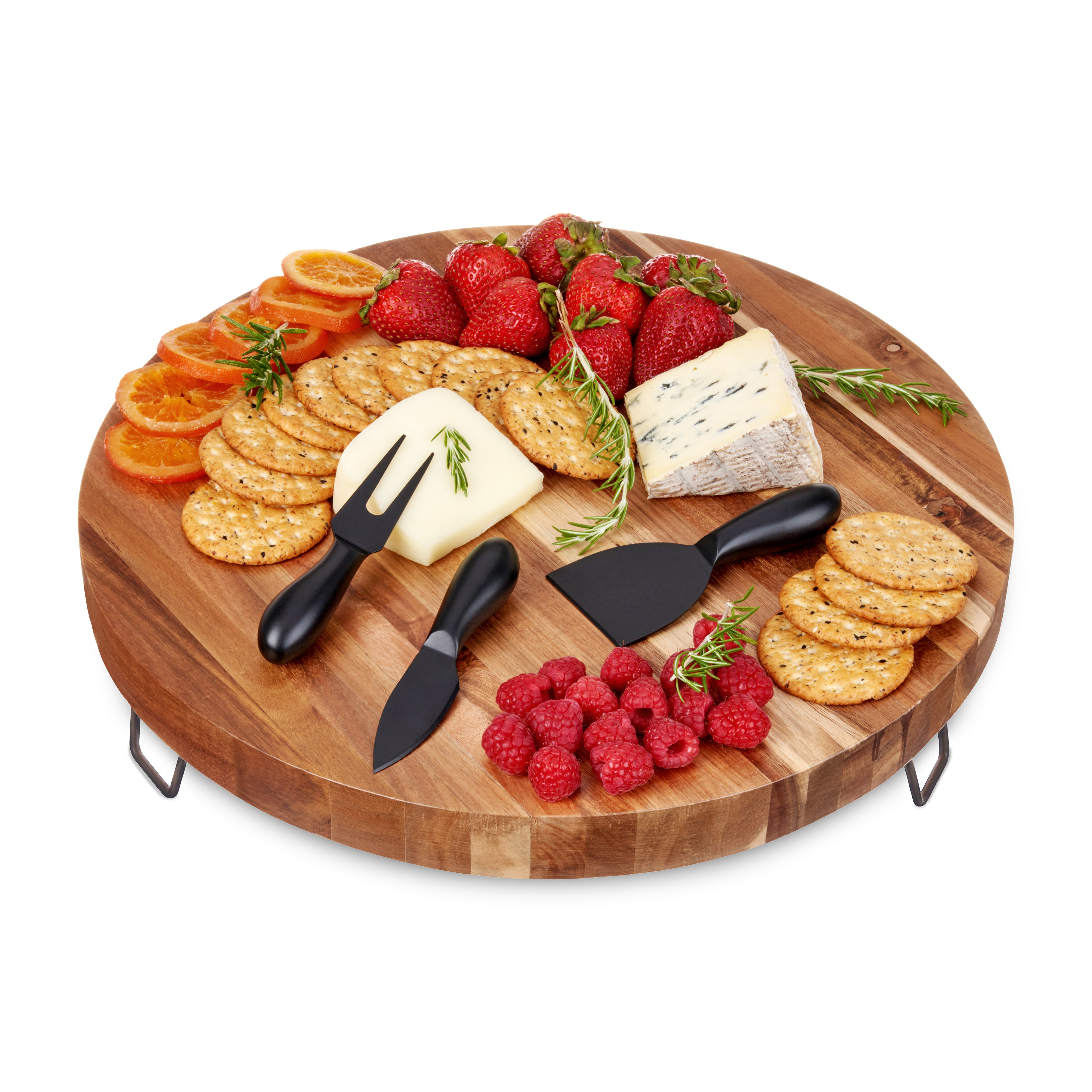 Acacia Footed Cheese Board & Knife Set - MaisonBeach