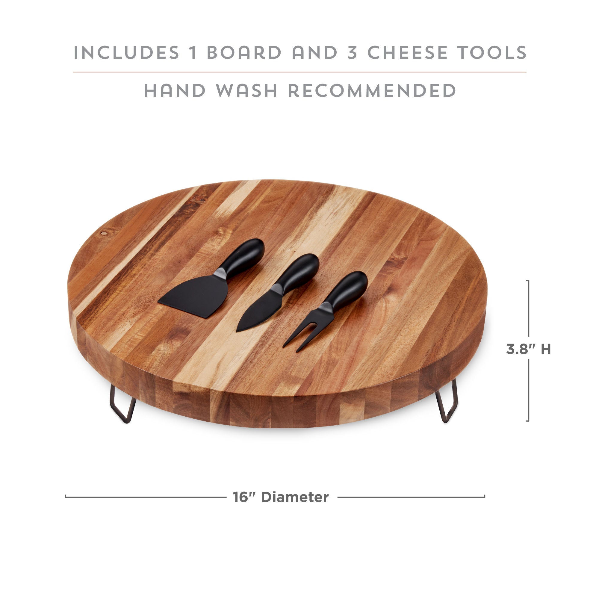 Acacia Footed Cheese Board & Knife Set - MaisonBeach