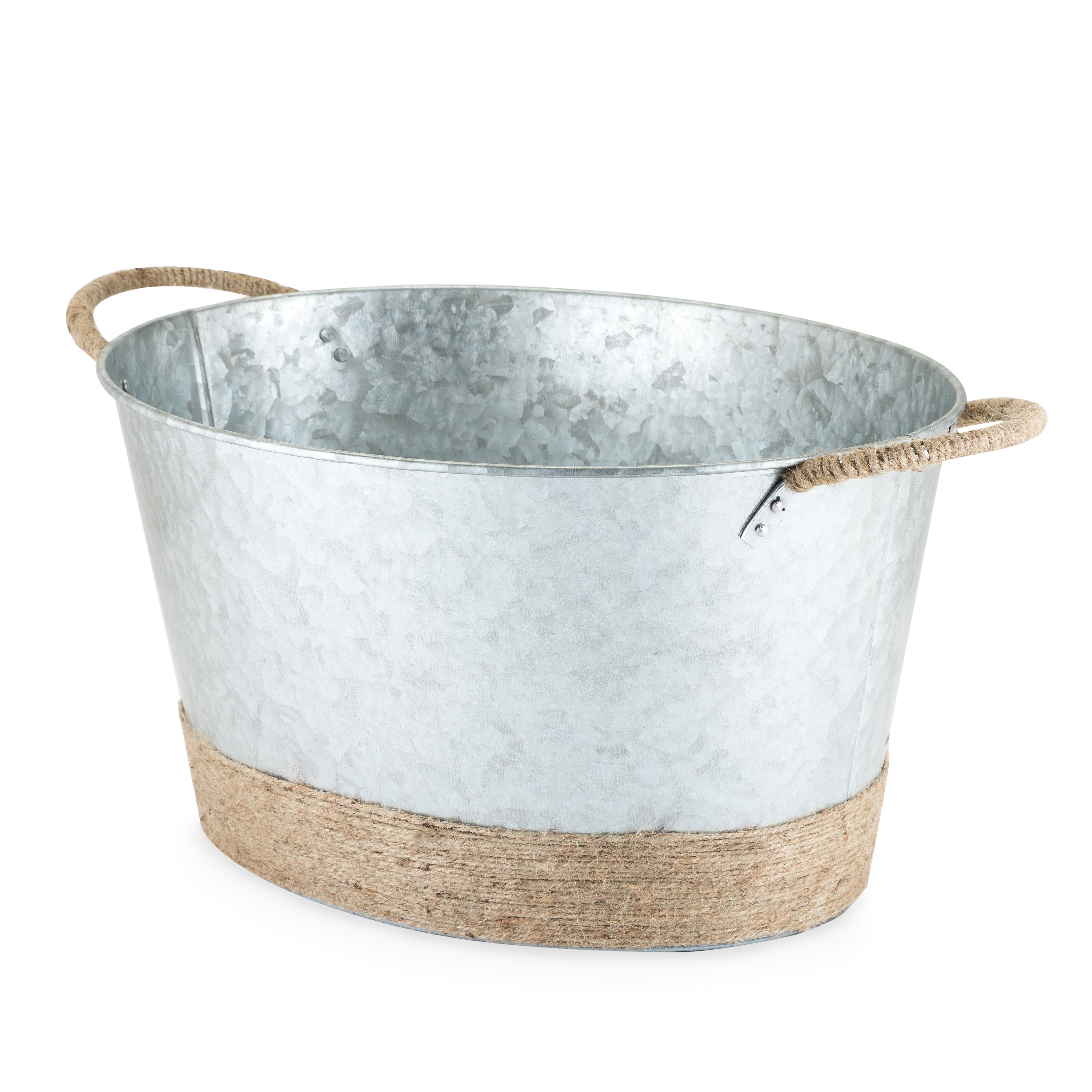 Jute Rope Wrapped Galvanized Tub - MaisonBeach