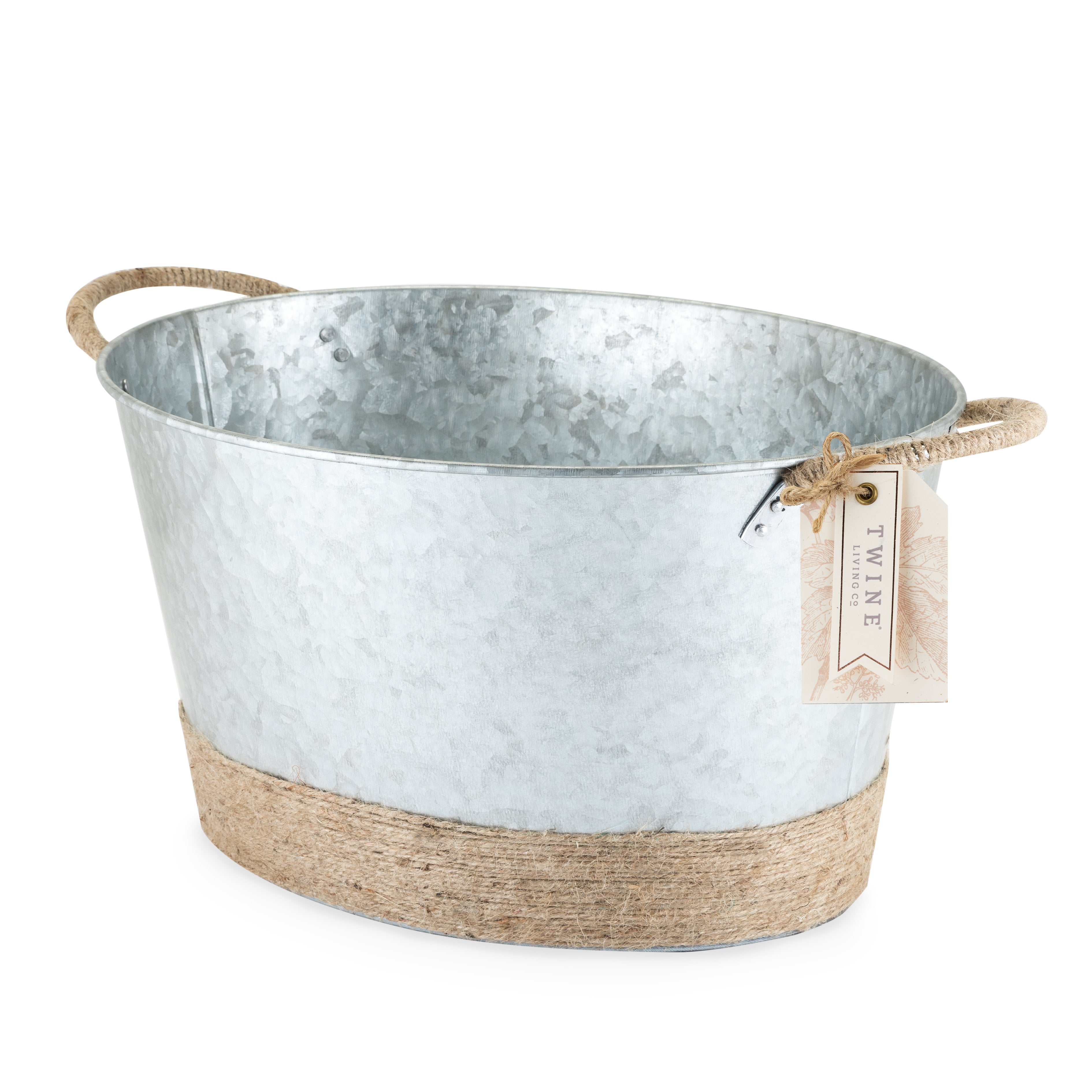 Jute Rope Wrapped Galvanized Tub - MaisonBeach