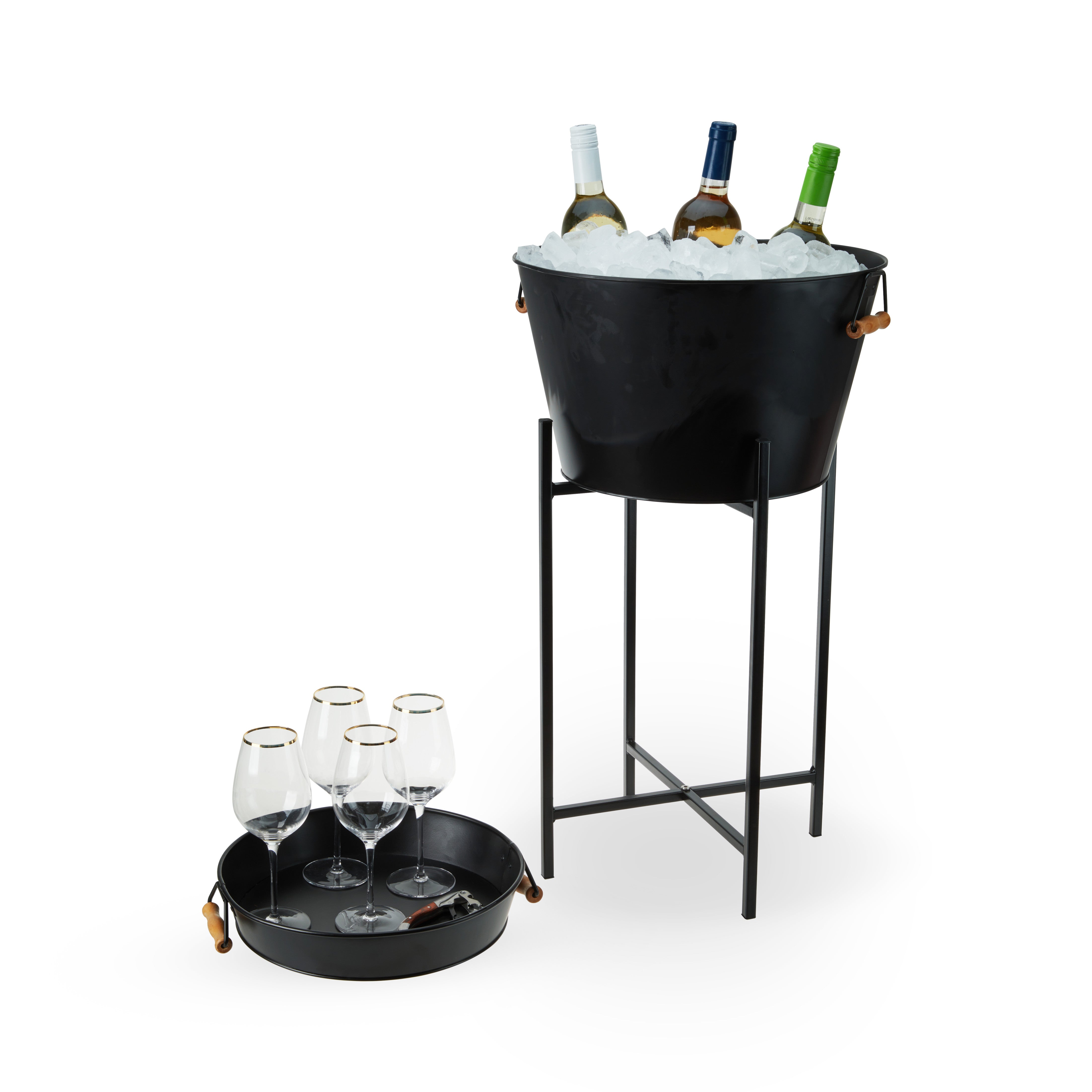 Black Beverage Tub with Stand & Tray - MaisonBeach