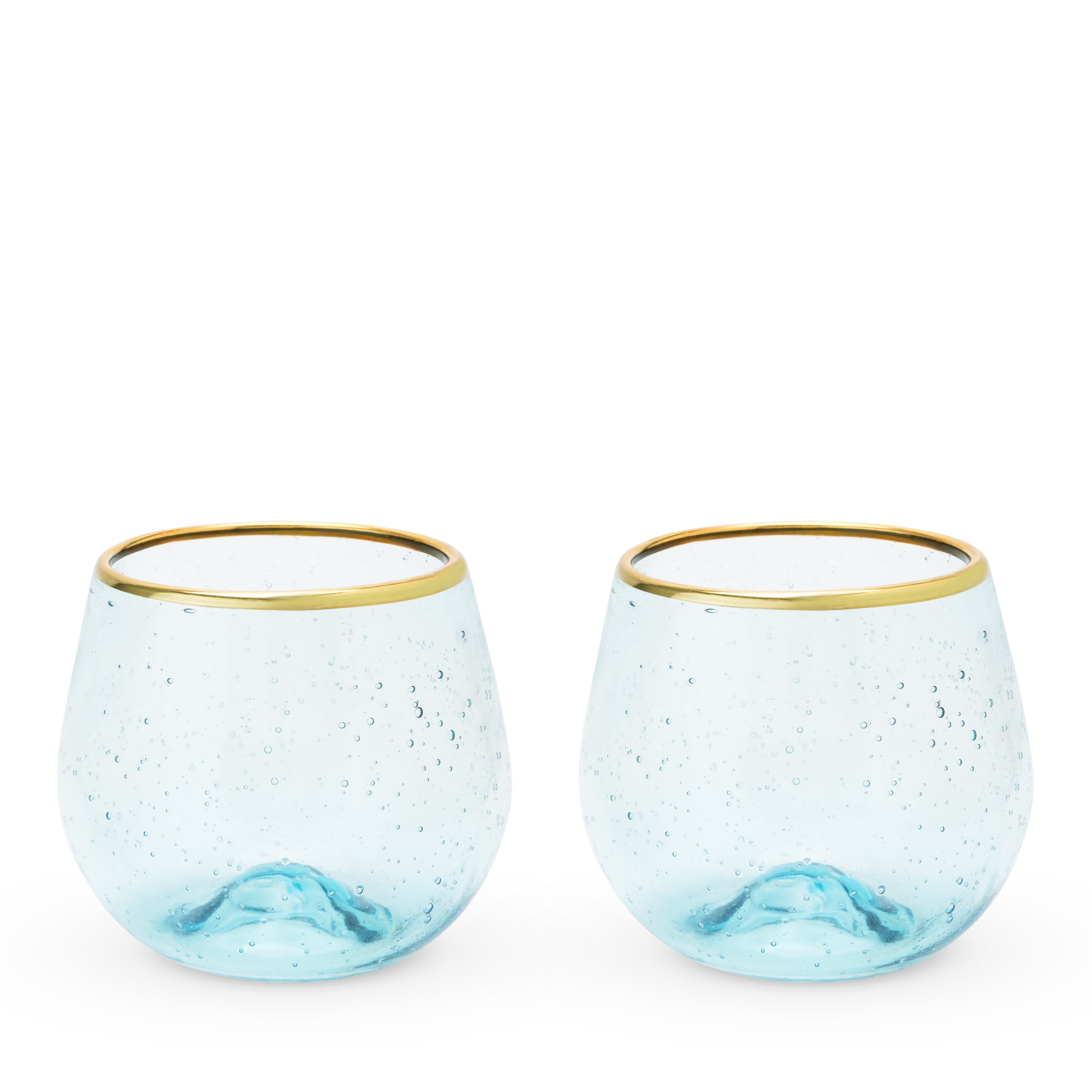 Aqua Bubble Stemless Wine Glass Set - MaisonBeach