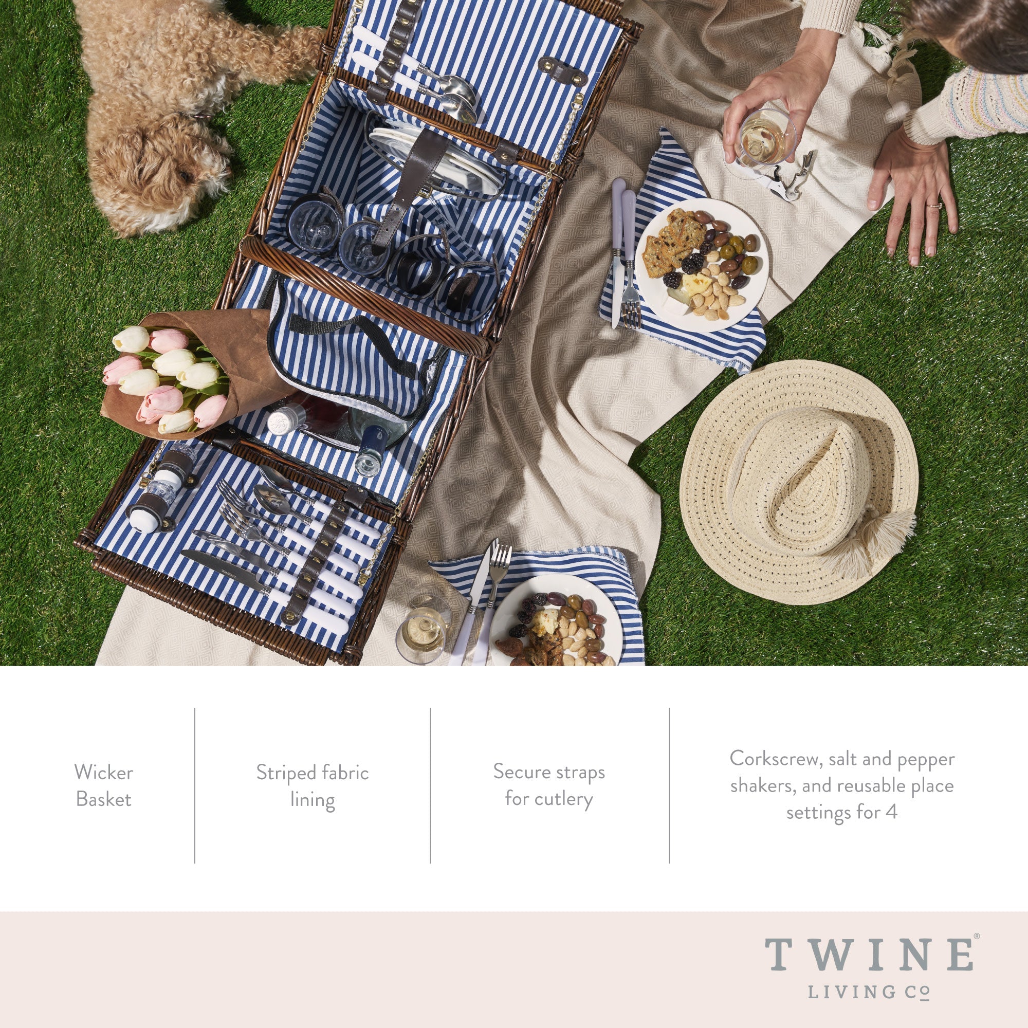 Cape Cod Wicker Picnic Basket Set - MaisonBeach