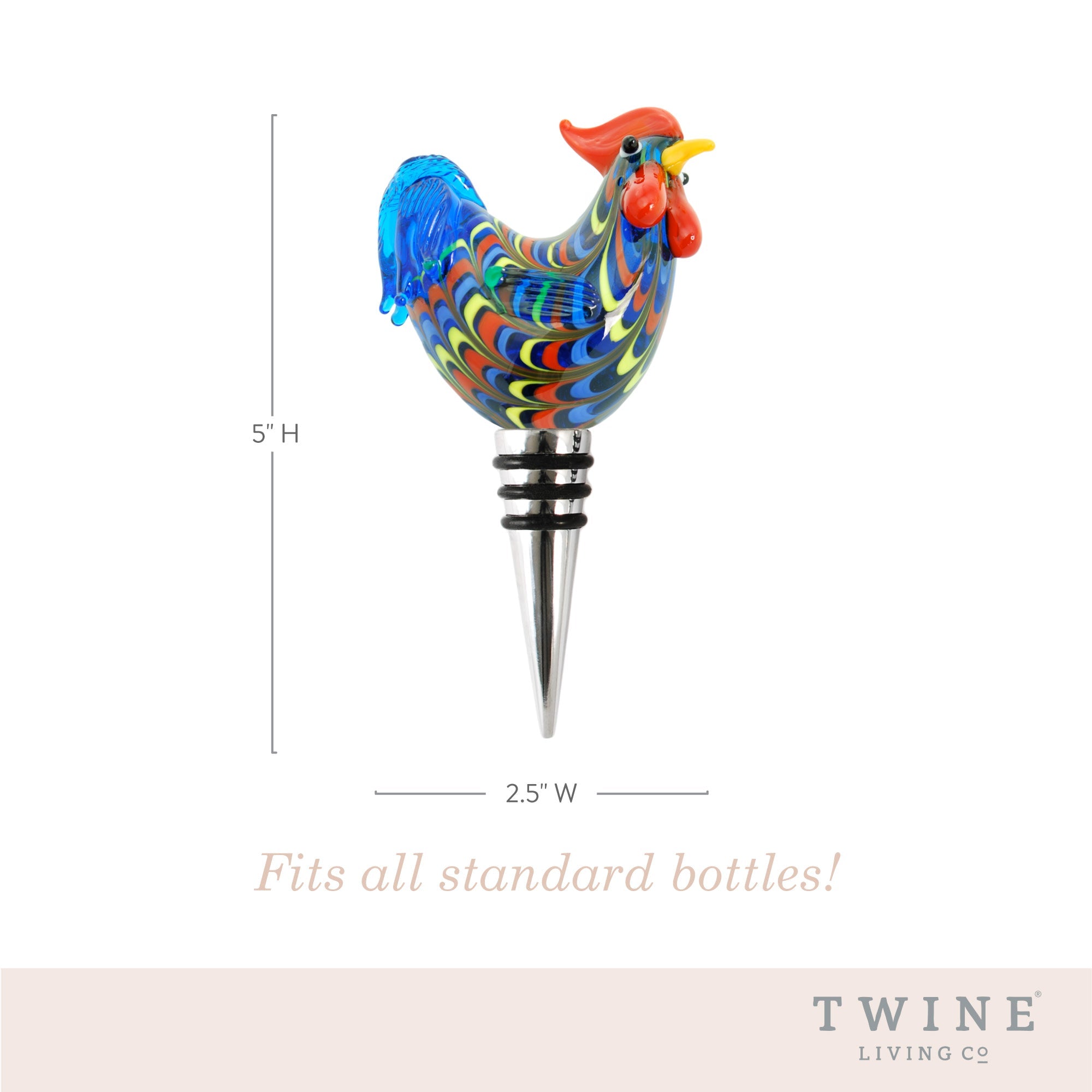 Rooster Glass Bottle Stopper - MaisonBeach