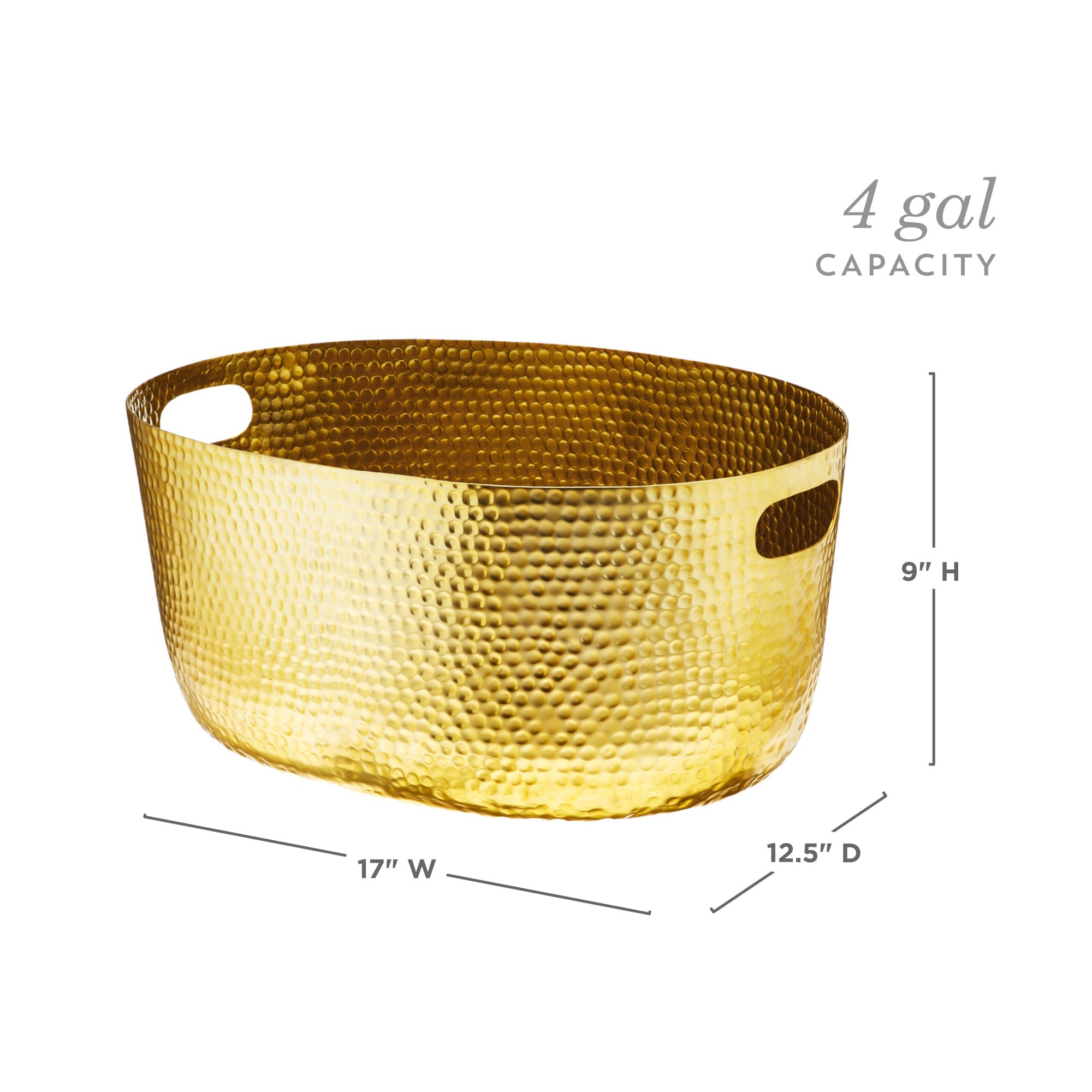 Hammered Metal Tub in Gold - MaisonBeach