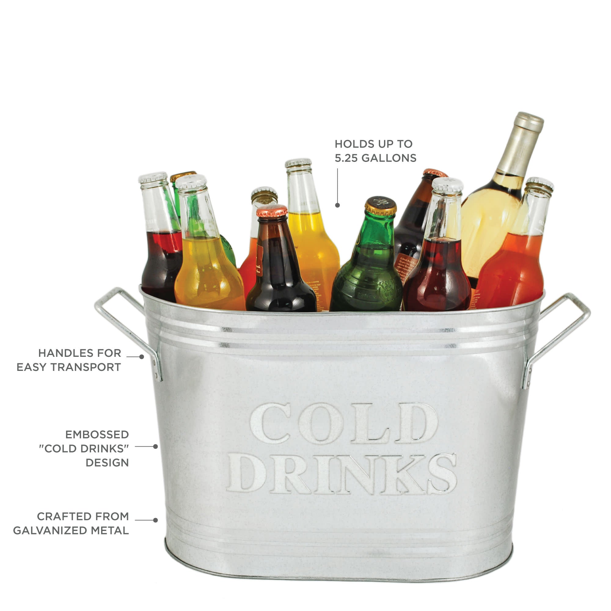 Cold Drinks Galvanized Metal Tub - MaisonBeach
