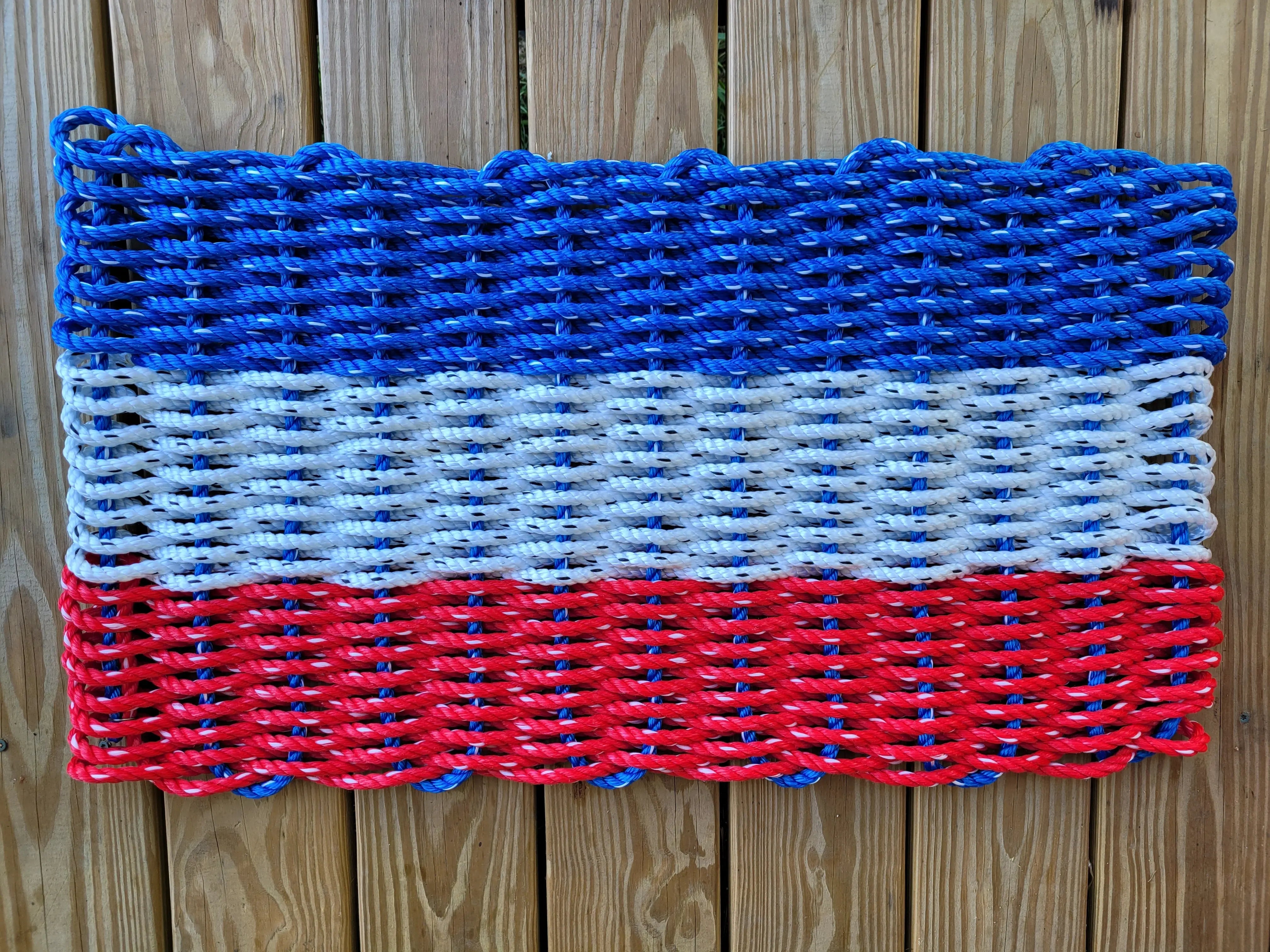 RED WHITE and BLUE stripe Lobster Rope Mat - MaisonBeach