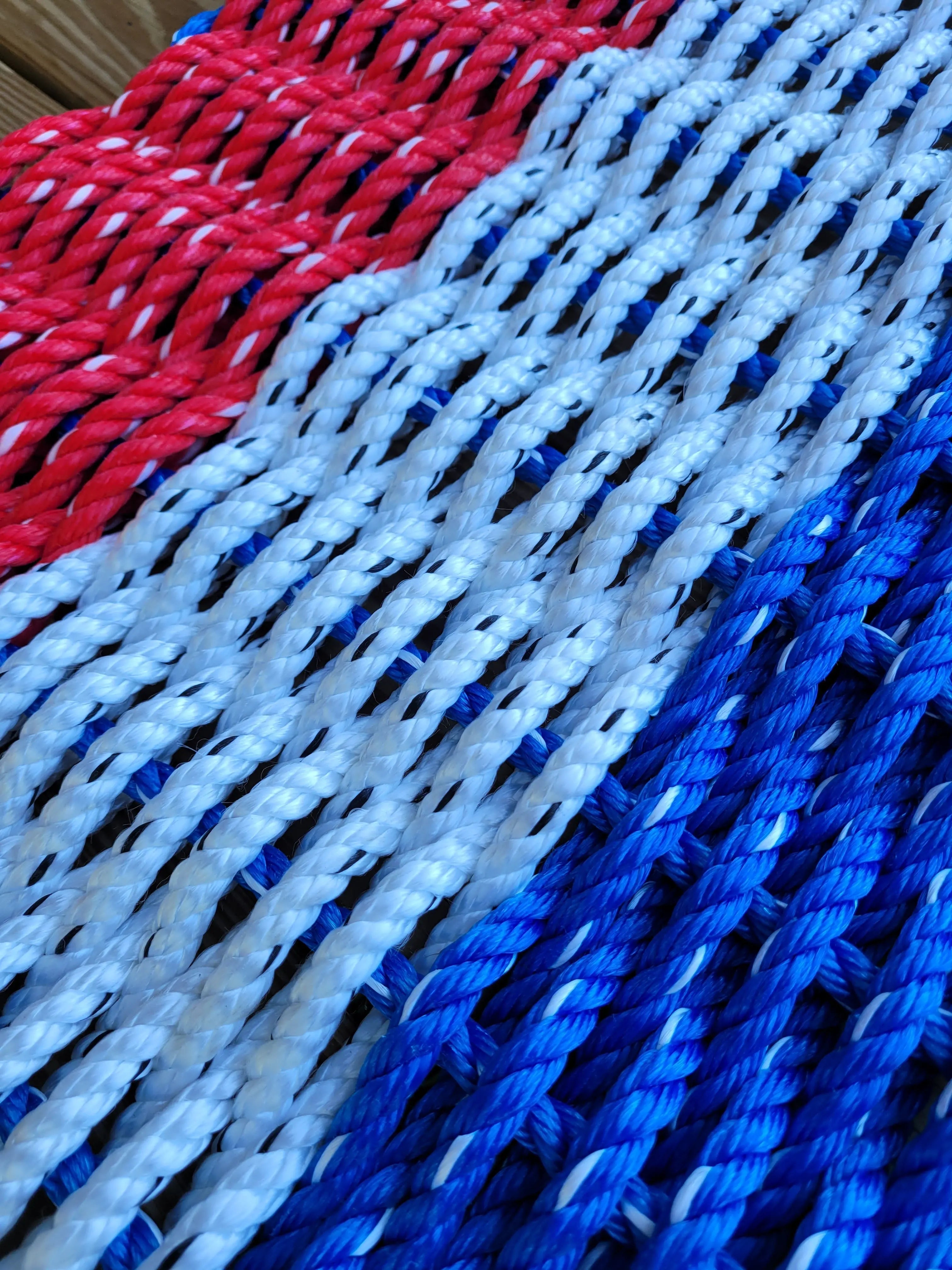 RED WHITE and BLUE stripe Lobster Rope Mat - MaisonBeach