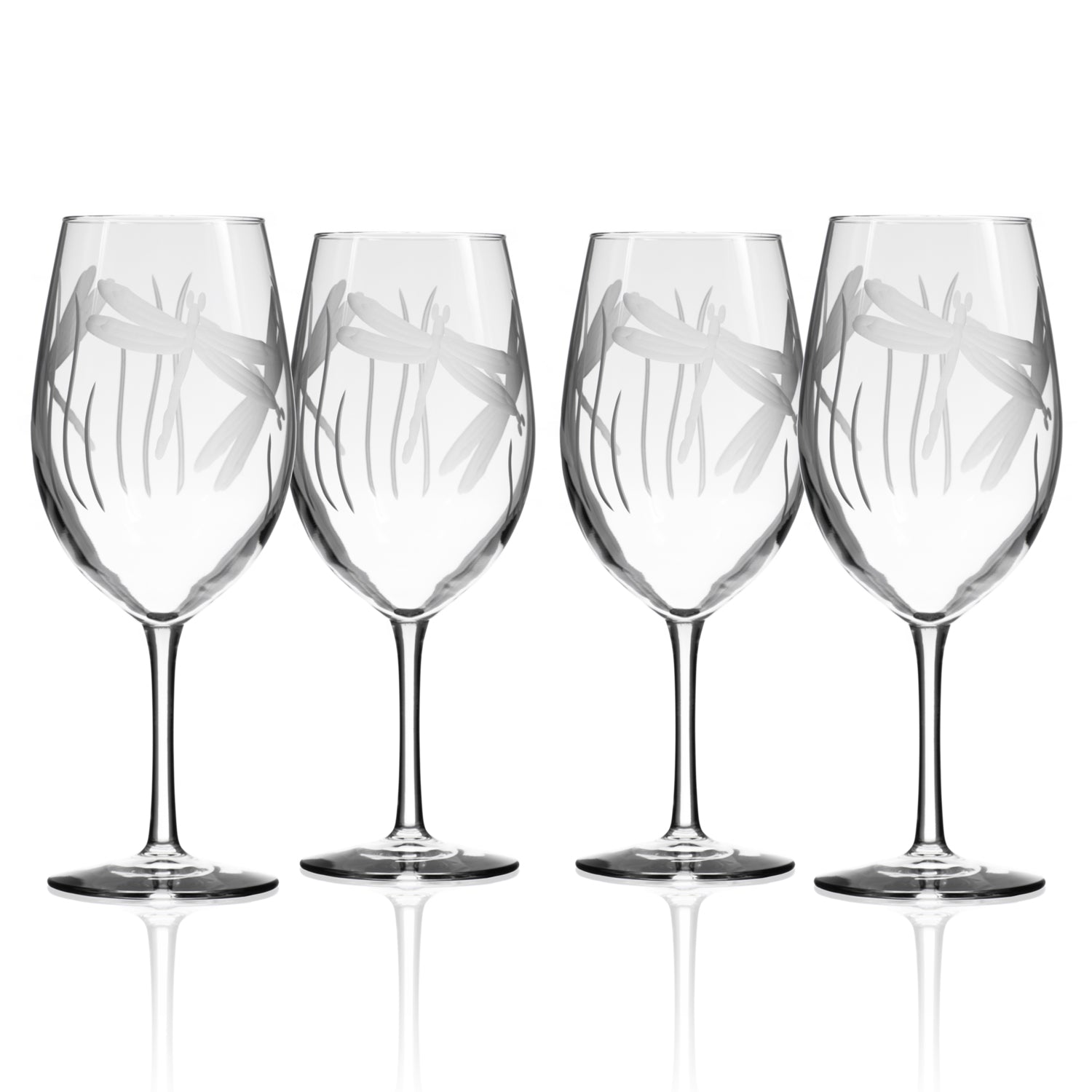 Rolf Glass Dragonfly All-Purpose Wine Glass – 18oz engraved dragonfly and grass design