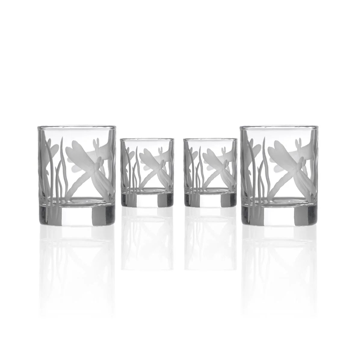 Rolf Glass Dragonfly 2.5" Candle Votive – engraved dragonfly and grass design