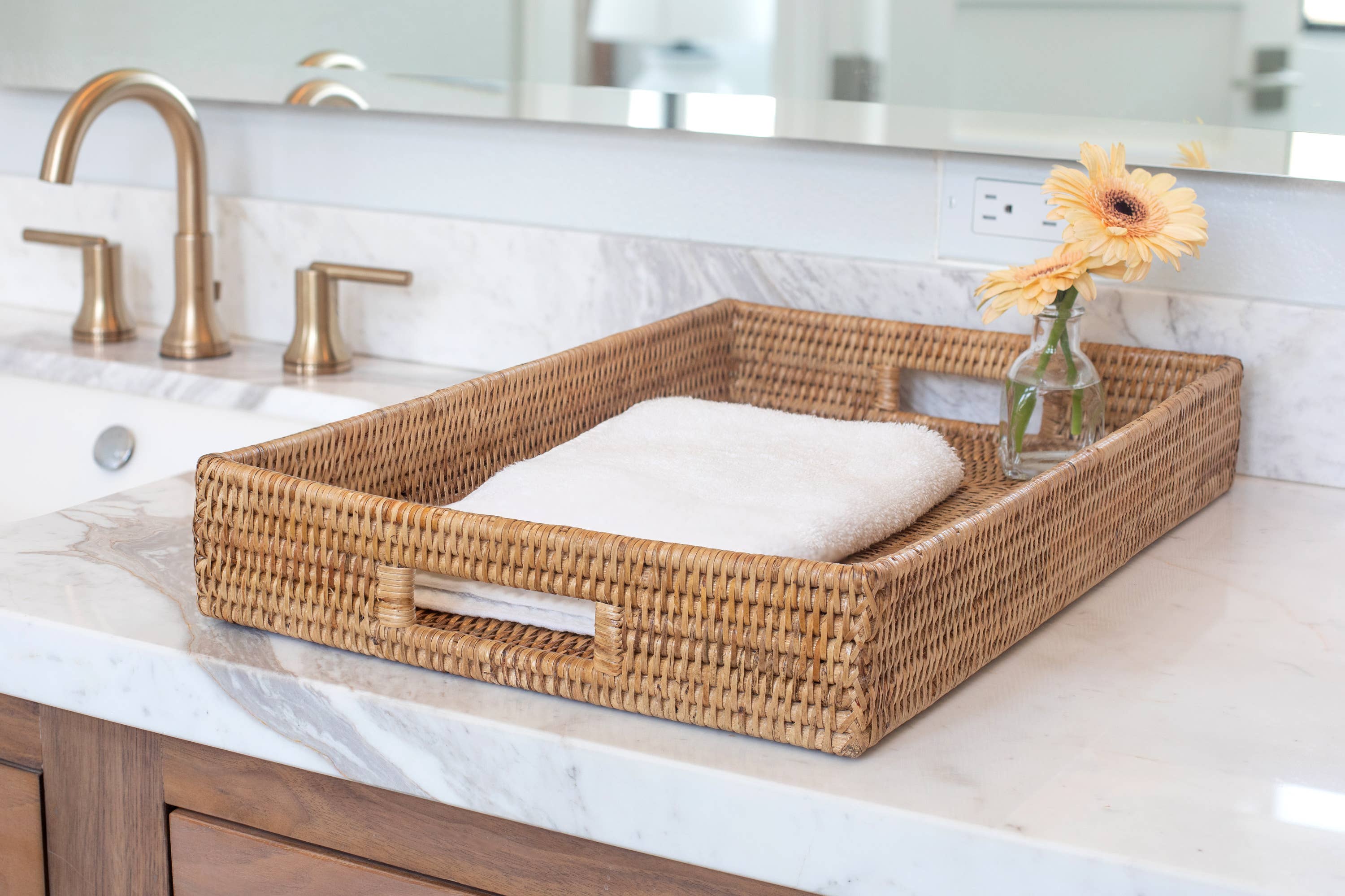 Artifacts Trading Company - Artifacts Rattan™ Rectangular Tray: Honey Brown / Medium - MaisonBeach