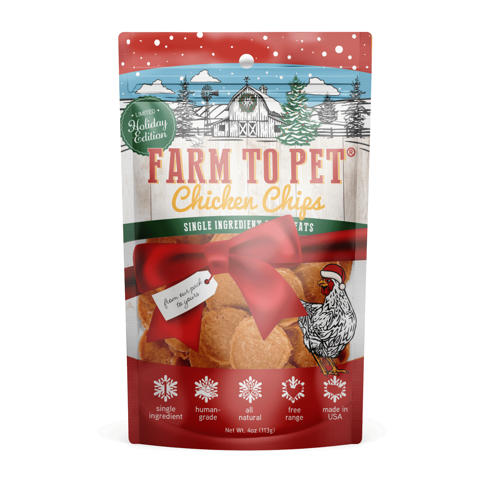 Farm to Pet - Holiday Chicken Chips Medium: Red - MaisonBeach