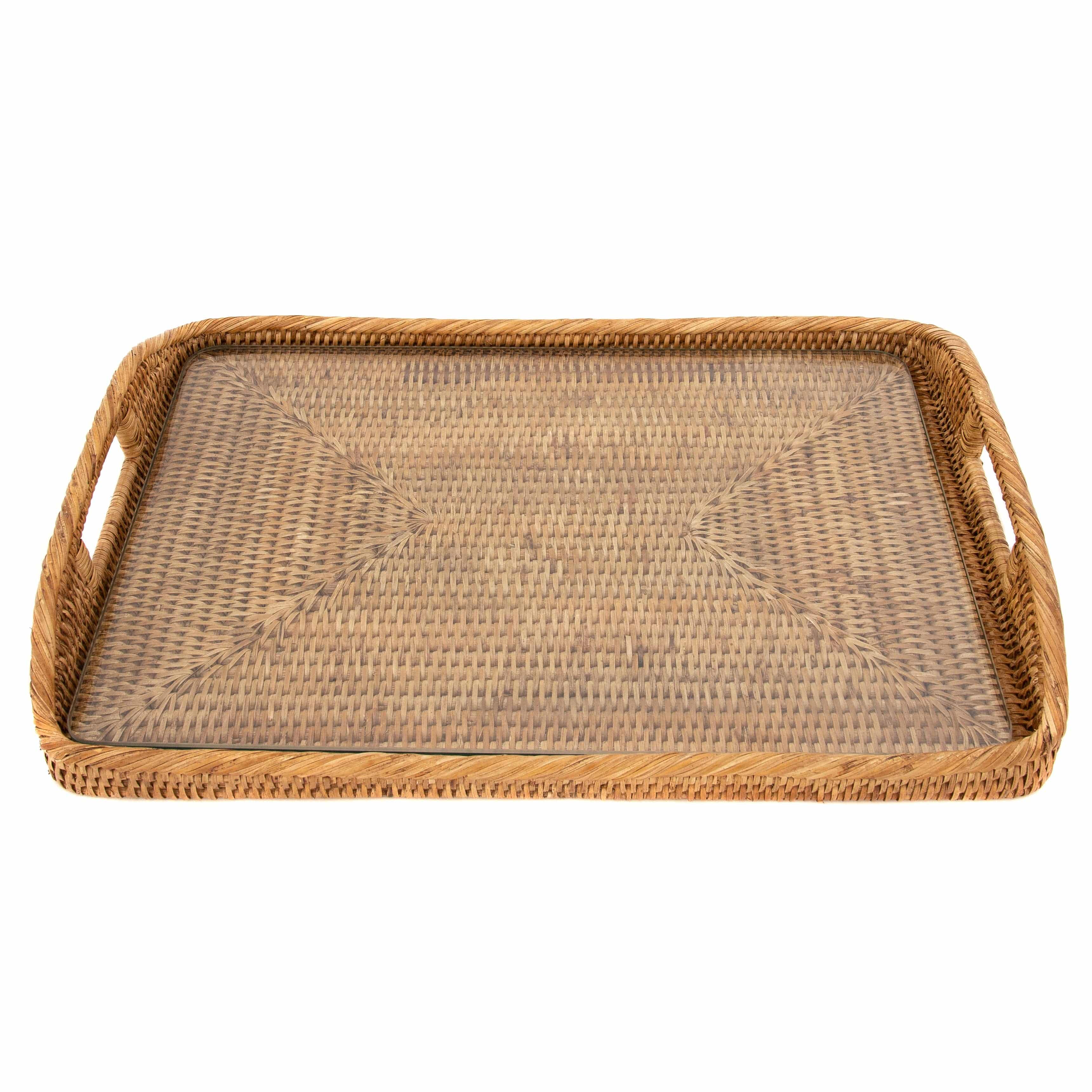 Rectangular Tray with Glass Insert: Tudor Black / 17"x12"x1" - MaisonBeach