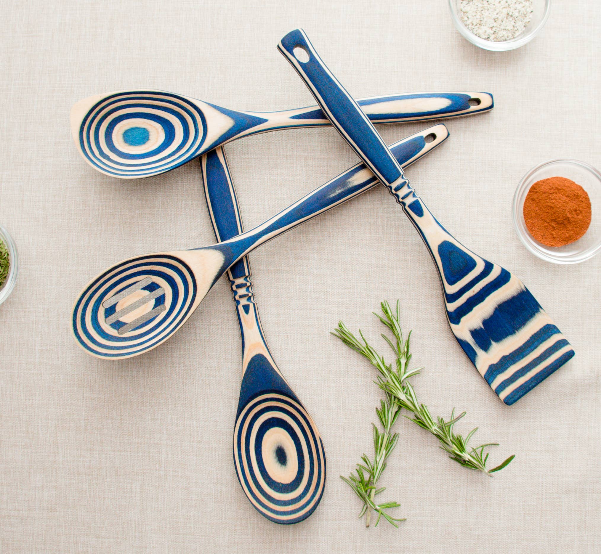 Island Bamboo 12" Blue Pakka Wood Spatula - MaisonBeach