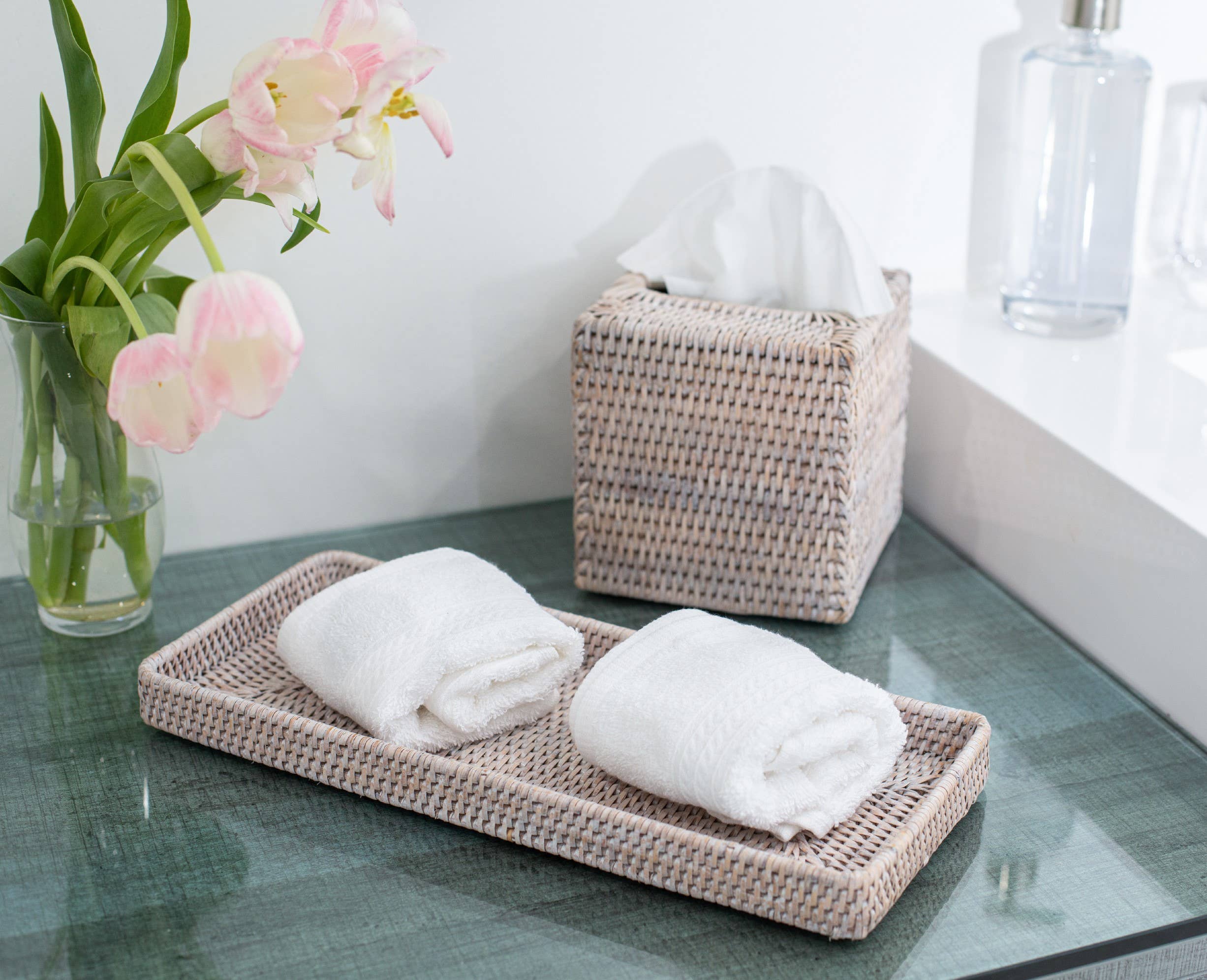 Artifacts Trading Company - Artifacts Rattan Rectangular Vanity Tray: Tudor Black - MaisonBeach