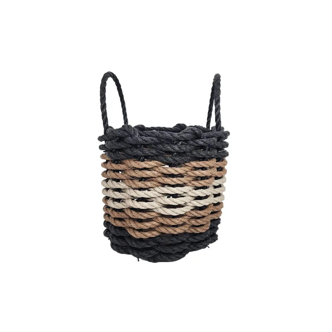 Five Stripe Rope Storage Basket Black, Brown and Tan - MaisonBeach