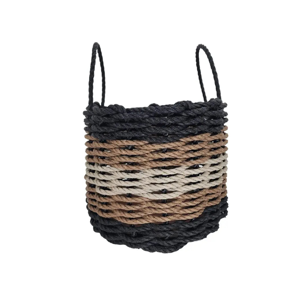 Five Stripe Rope Storage Basket Black, Brown and Tan - MaisonBeach